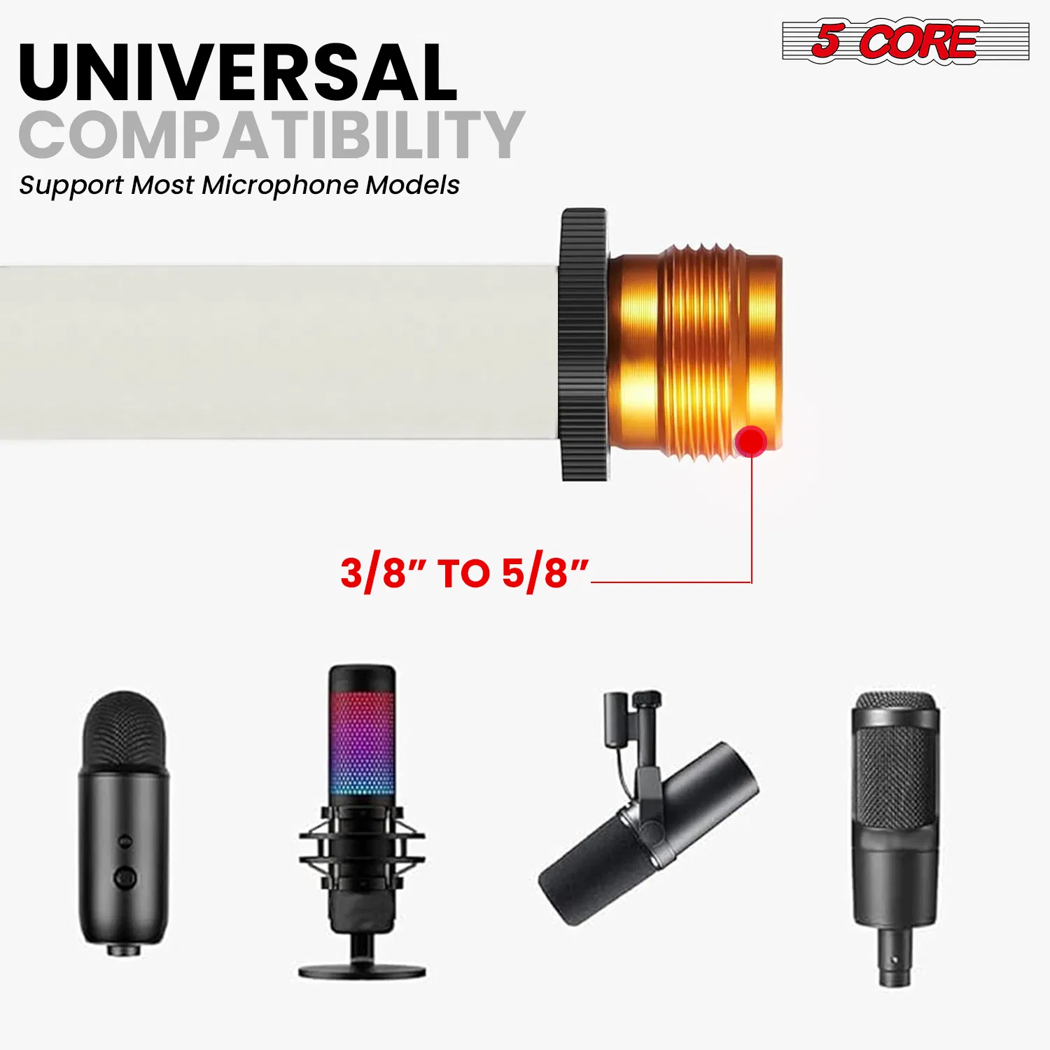 5 Core Tripod Mic Stand Floor Adjustable 18 to 72 Inches Sturdy Boom Arm Holder Microphone Stands Pedestal Para Microfono for Singing photo 2