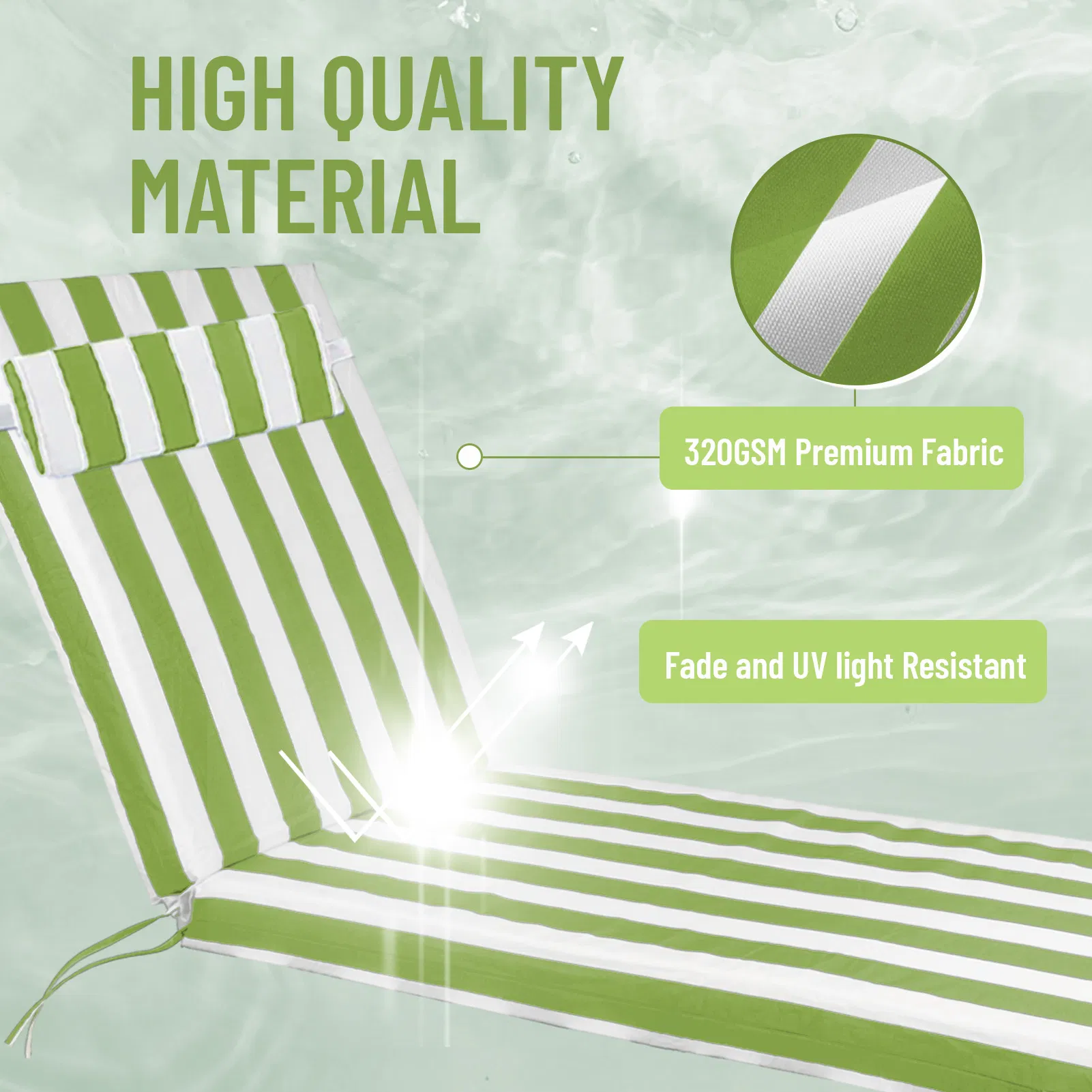 Outdoor Chaise Lounge Cushion, 80 in. x 26 in. x 3 in. Waterproof Fade-Resistant Patio Chair Pad for Pool Beach photo 2
