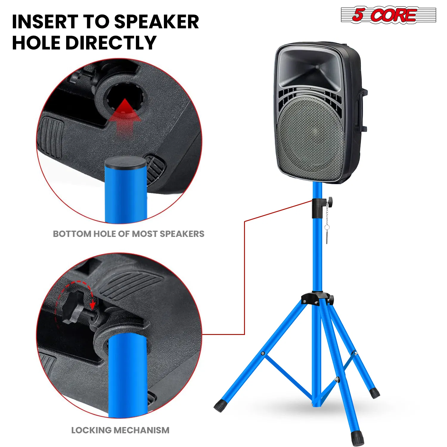 5 Core Speaker Stand Tripod Floor Heavy Duty Adjustable Up to 72 Inch DJ Studio Monitor Stands Pole Mount photo 2