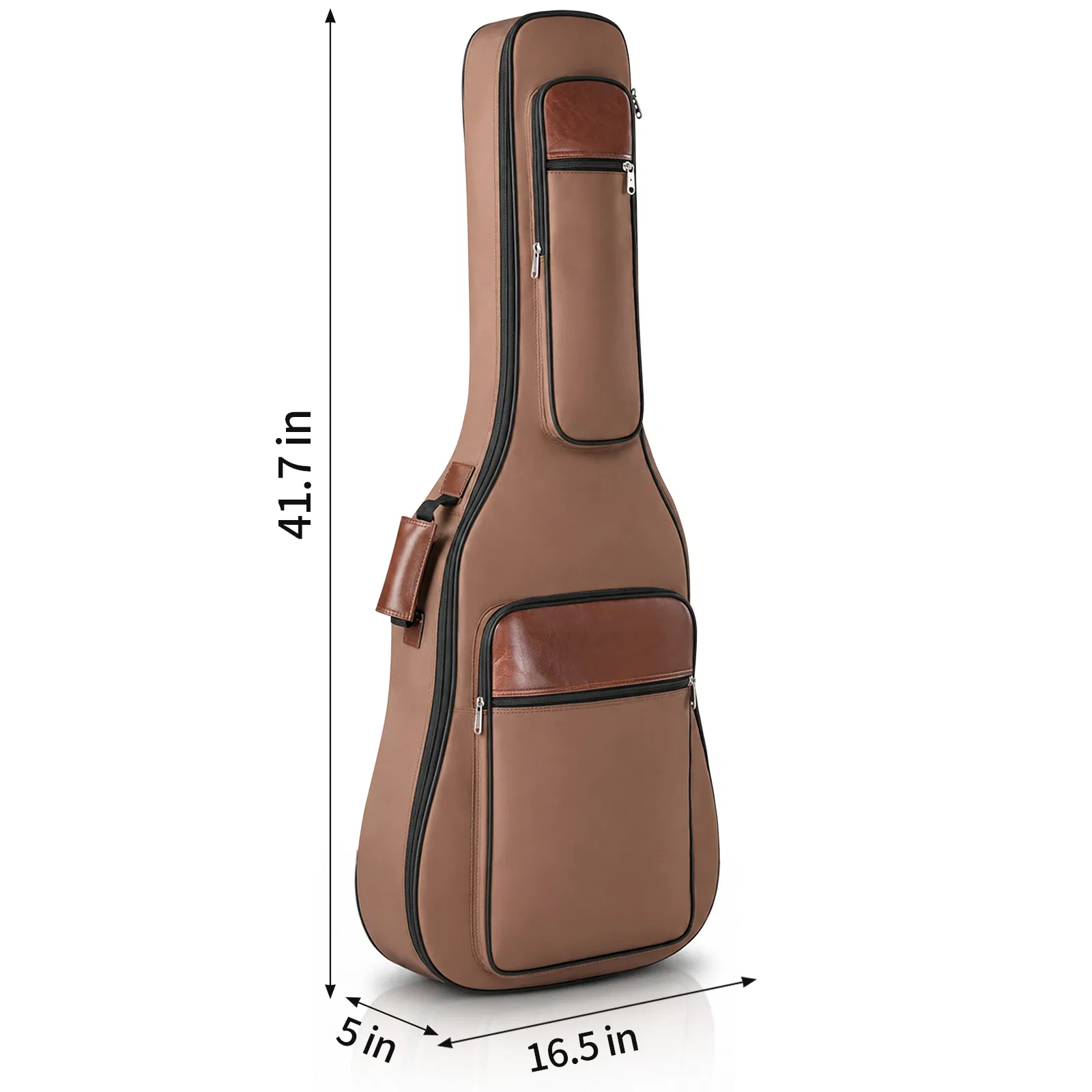 600D Extra-Thick Oxford Cloth Acoustic Guitar Bag with 10mm Sponge Padding Brown (Fits 41/40-inch Guitars) photo 5
