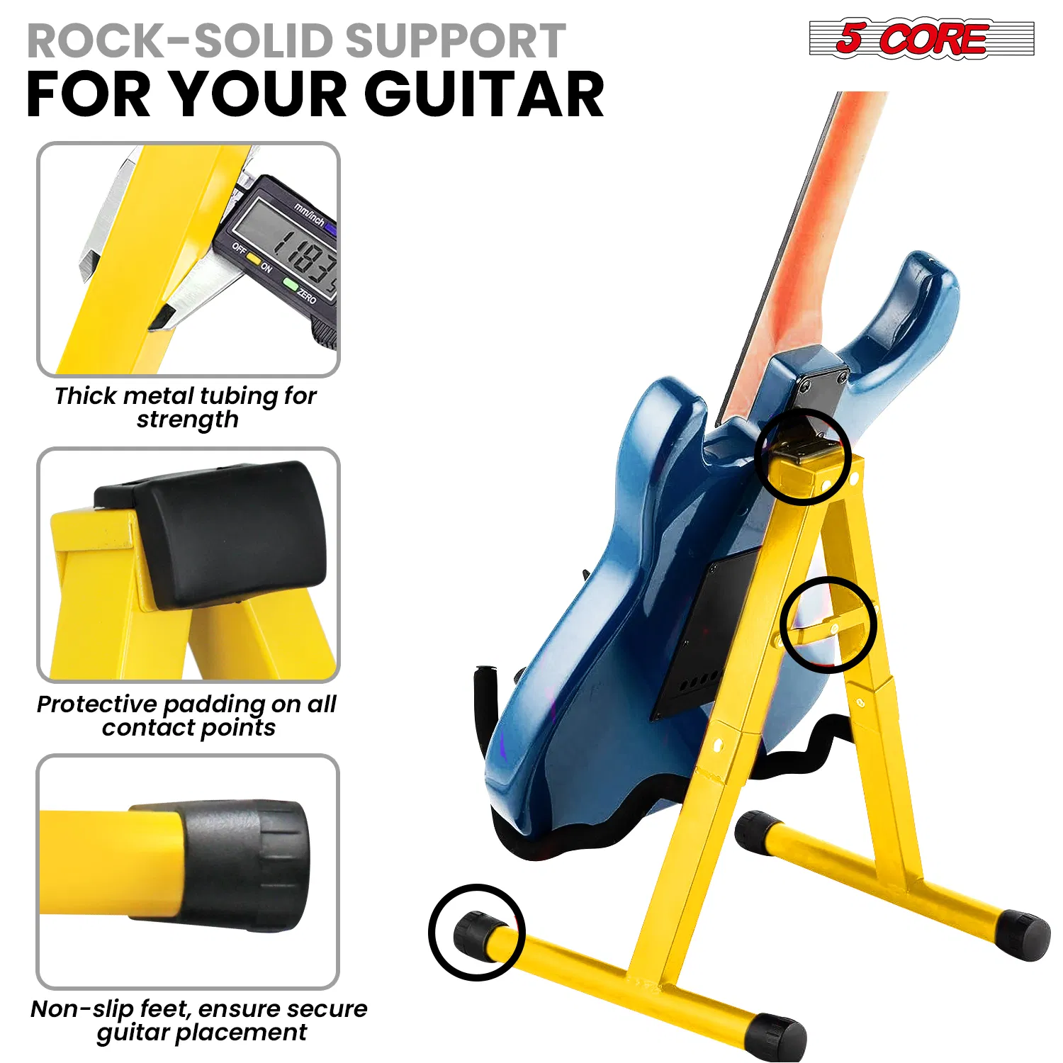 5 Core Guitar Stand 2PC A Frame w Soft Foam Arm Non Slip Rubber for Acoustic Electric Bass photo 5