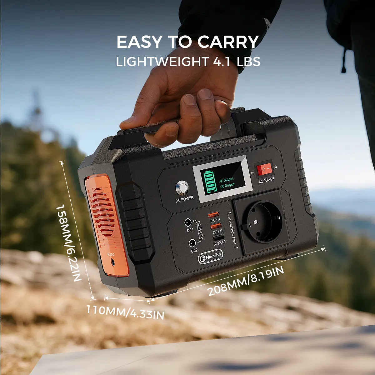 200W Portable Power Station, FlashFish 40800mAh Solar Generator with 230V AC Outlet/2 DC Ports/3 USB Ports, Backup Battery Pack Power Supply for CPAP Outdoor Advanture Load Trip Camping Emergency photo 3