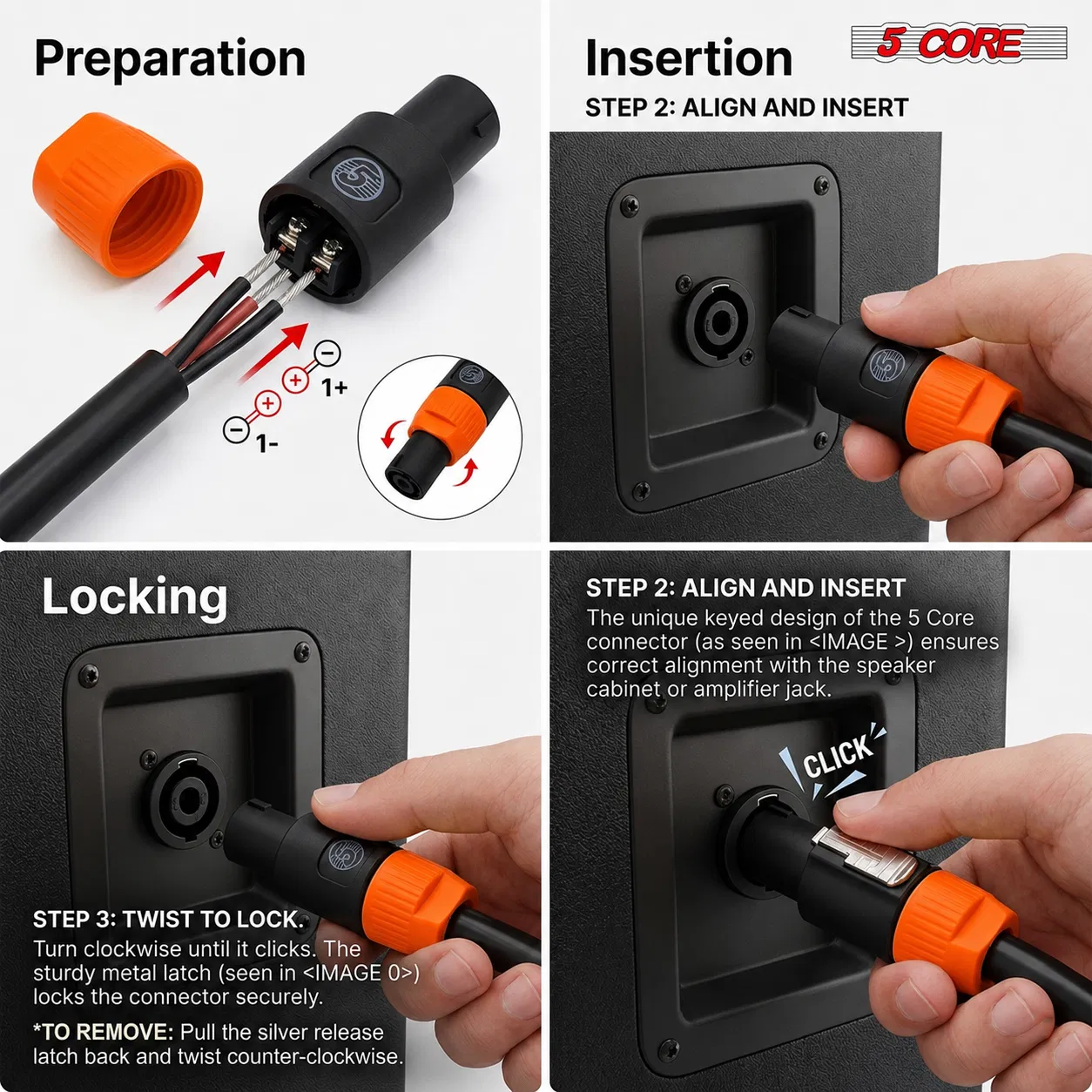 5Core Speakon Adapter High Quality Audio Jack Male Audio Pin Speaker Adapter Connector photo 7