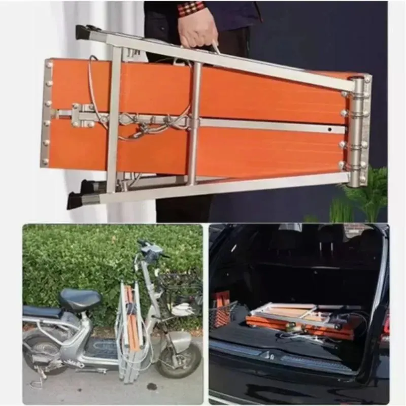 Folding Aluminum Scaffold Platform 250KG Heavy Load 5 Adjustable Height 70-120cm Anti Slip Large Work Platform Foldable No Assembly Portable Rust Resistant Work photo 3