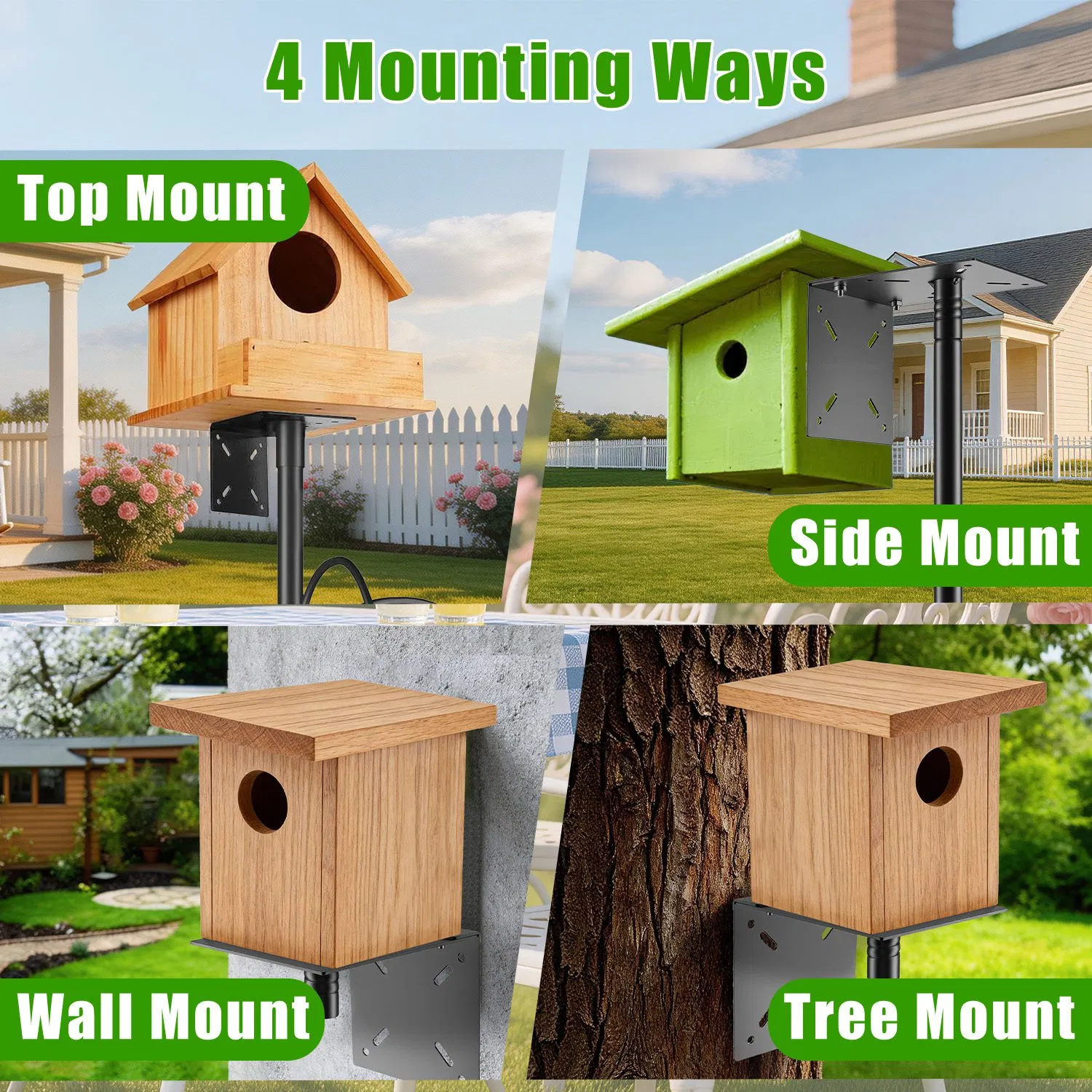 94Inch Squirrel Proof Bird Feeder Pole Heavy-Duty Bird House Pole Outdoor Bird Feeding Station with 5 Adjustable Heights 4 Shepherd Hooks Top & Side Mount Brackets 5-Pronged Base photo 4