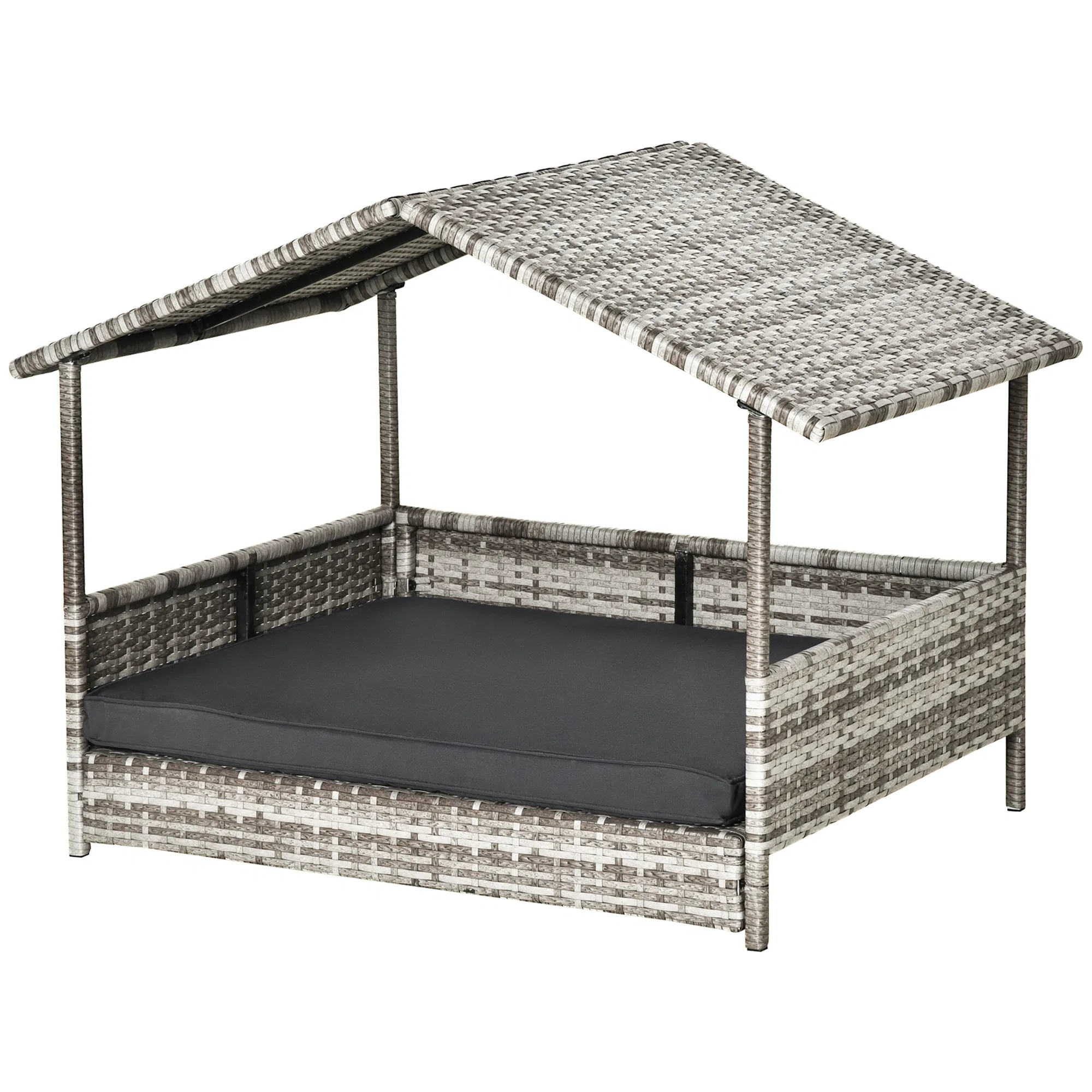 Wicker Pet House Dog Bed for Indoor/Outdoor Rattan Furniture with Cushion photo 1