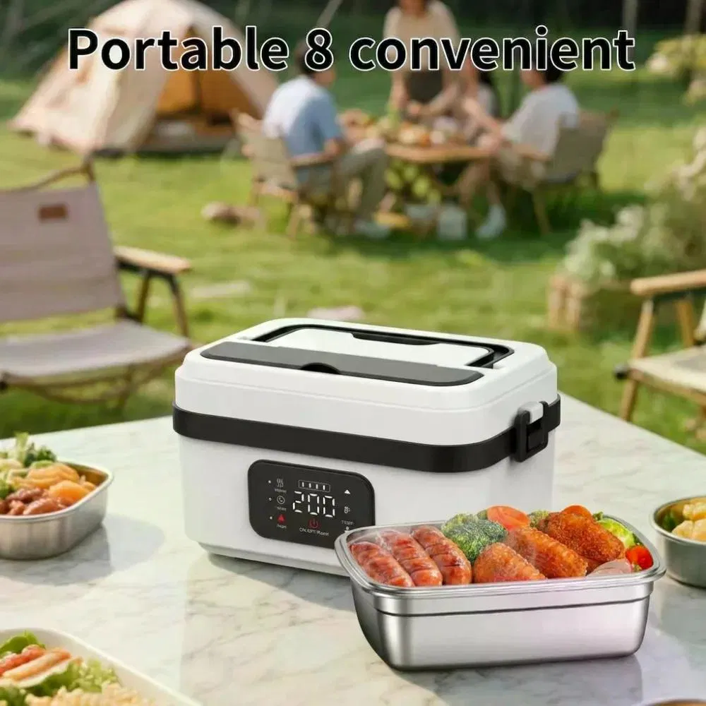 Cordless Portable Electric Heating Lunch Box Rechargeable Self-Heating 4x4000mAh Wireless Food Heater for Work Travel Car Office photo 8