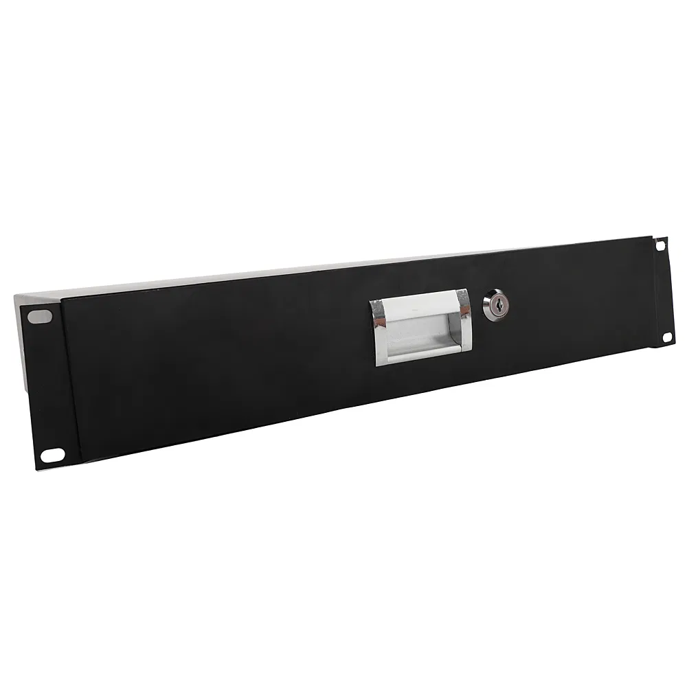 19" 2U Steel Plate DJ Drawer Equipment Cabinet with Keys Black photo 5