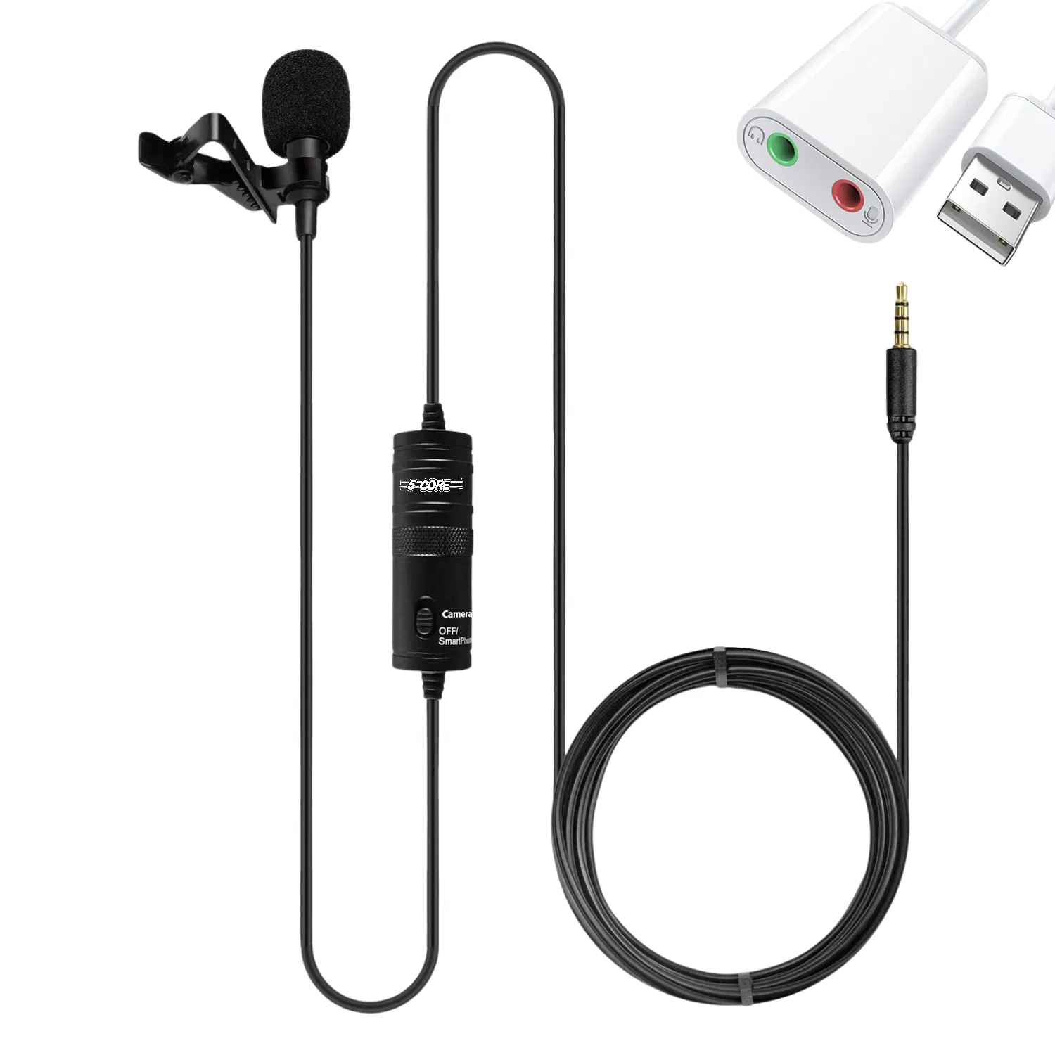 5 Core Microphone Wearable Omnidirectional Condenser Lavalier Body Mic photo 1