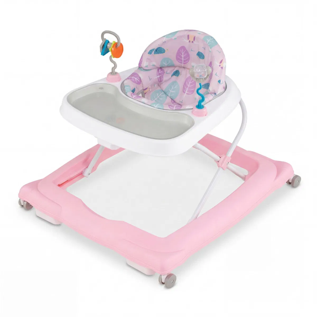 Pink Foldable Baby Walker with Detachable Tray & Shape Sorter Toys, 3-Level Height Adjustable for 6-12 Months photo 3