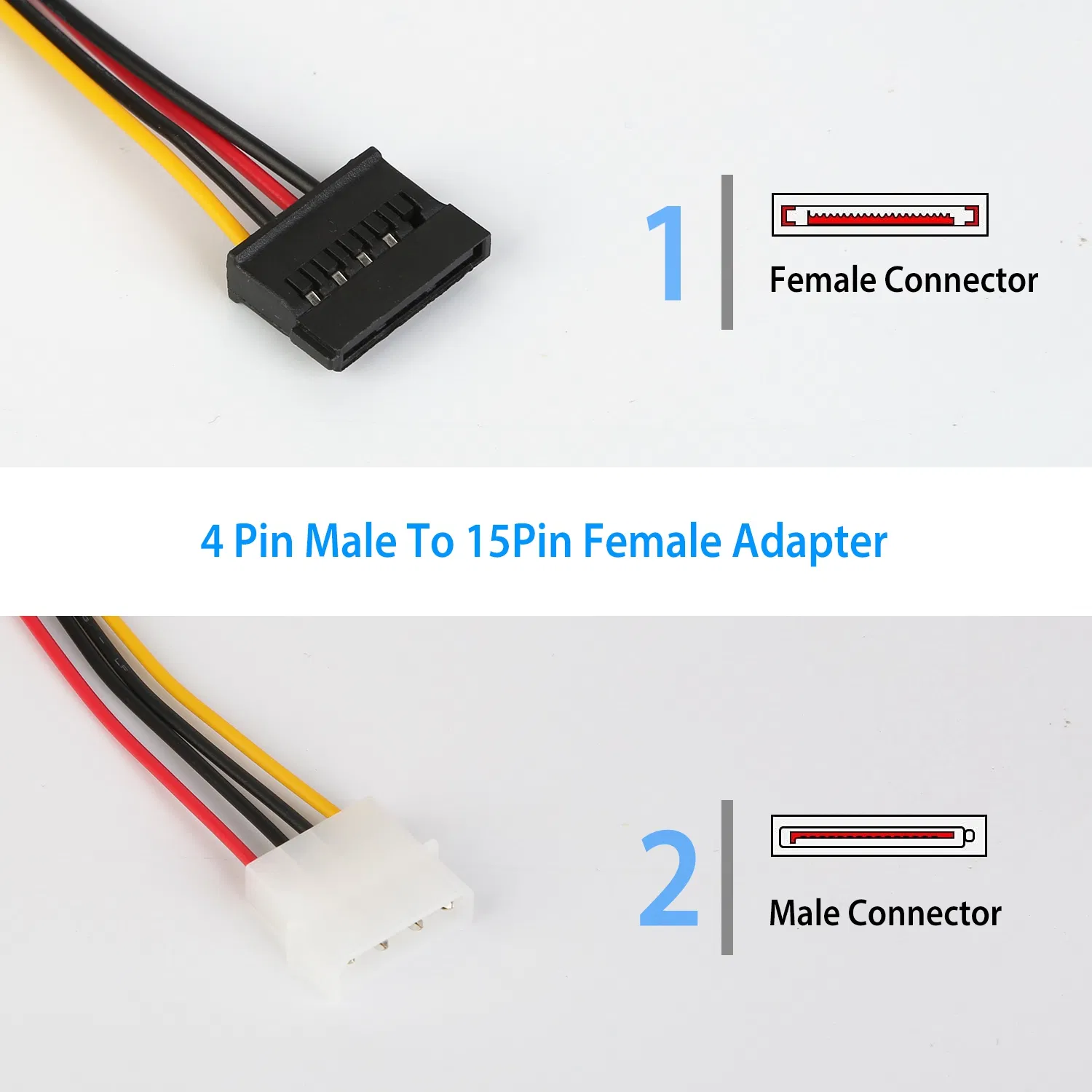 2 Packs 4 Pin Male To 15Pin Female Data Cable Adapter photo 5