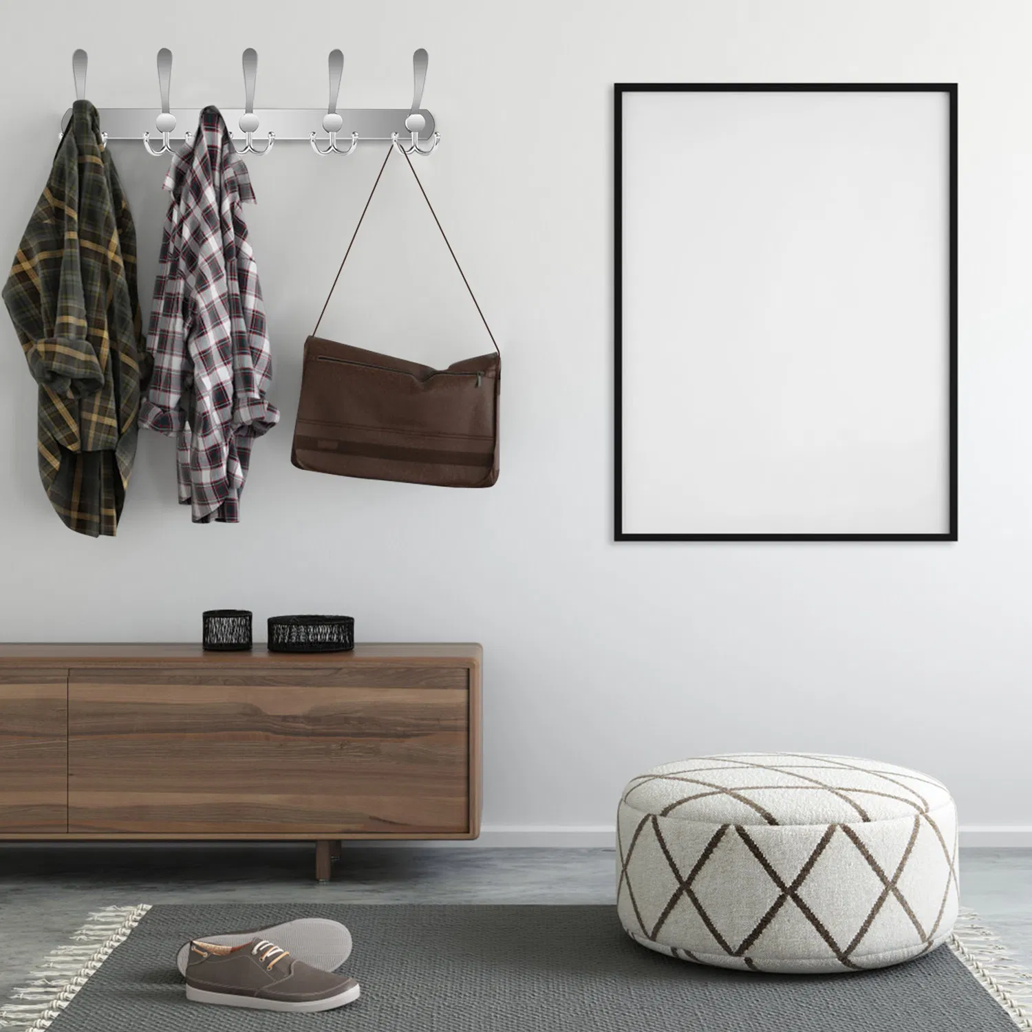 Wall Mount Coat Hook 15 Hooks Stainless Steel Clothes Hangers Rack Robe Hat Towels Hook Coat Rack Hook photo 5