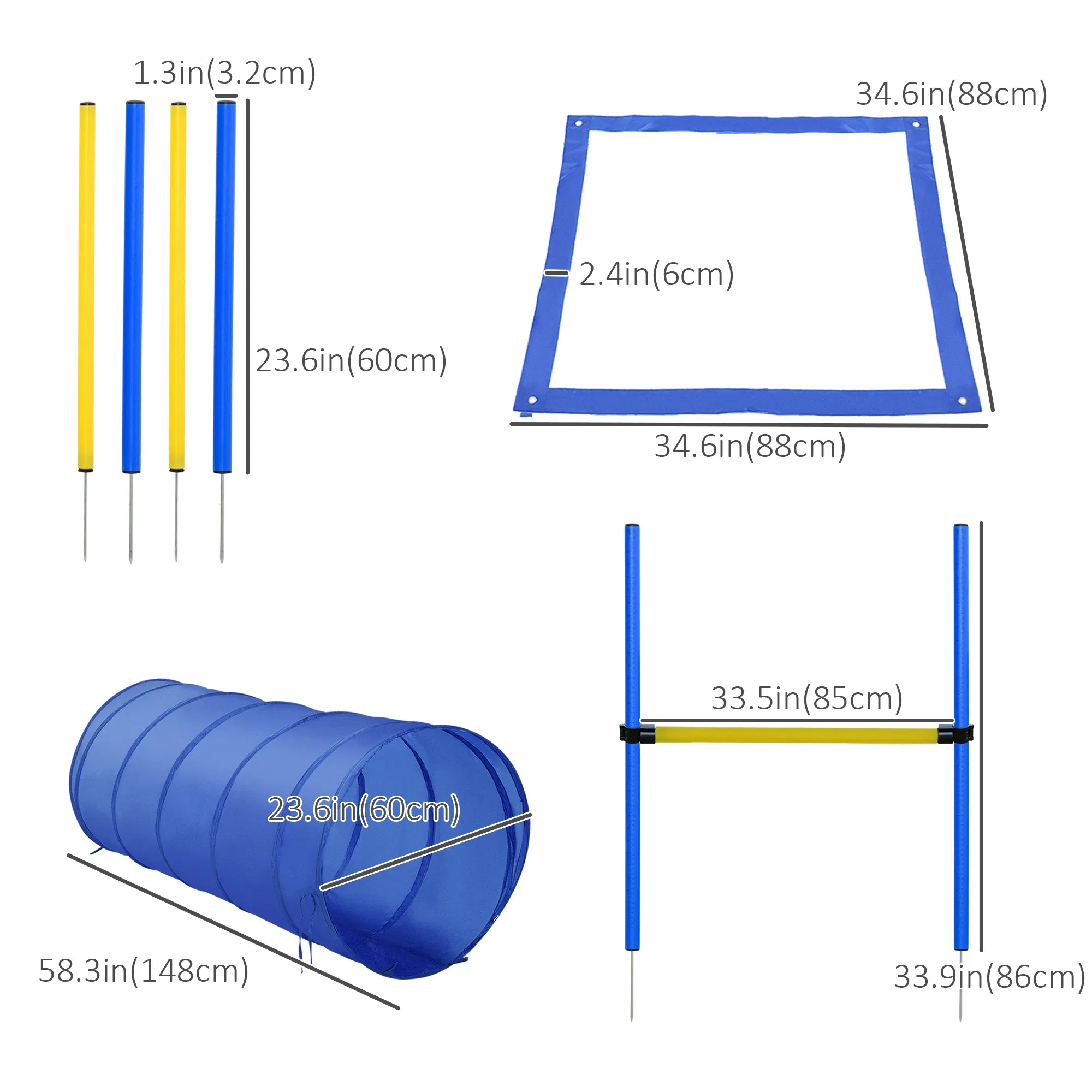 Dog Agility Starter Kit Pet Outdoor Exercise Training Set Tunnel 4 Weave Poles High Jumper photo 5
