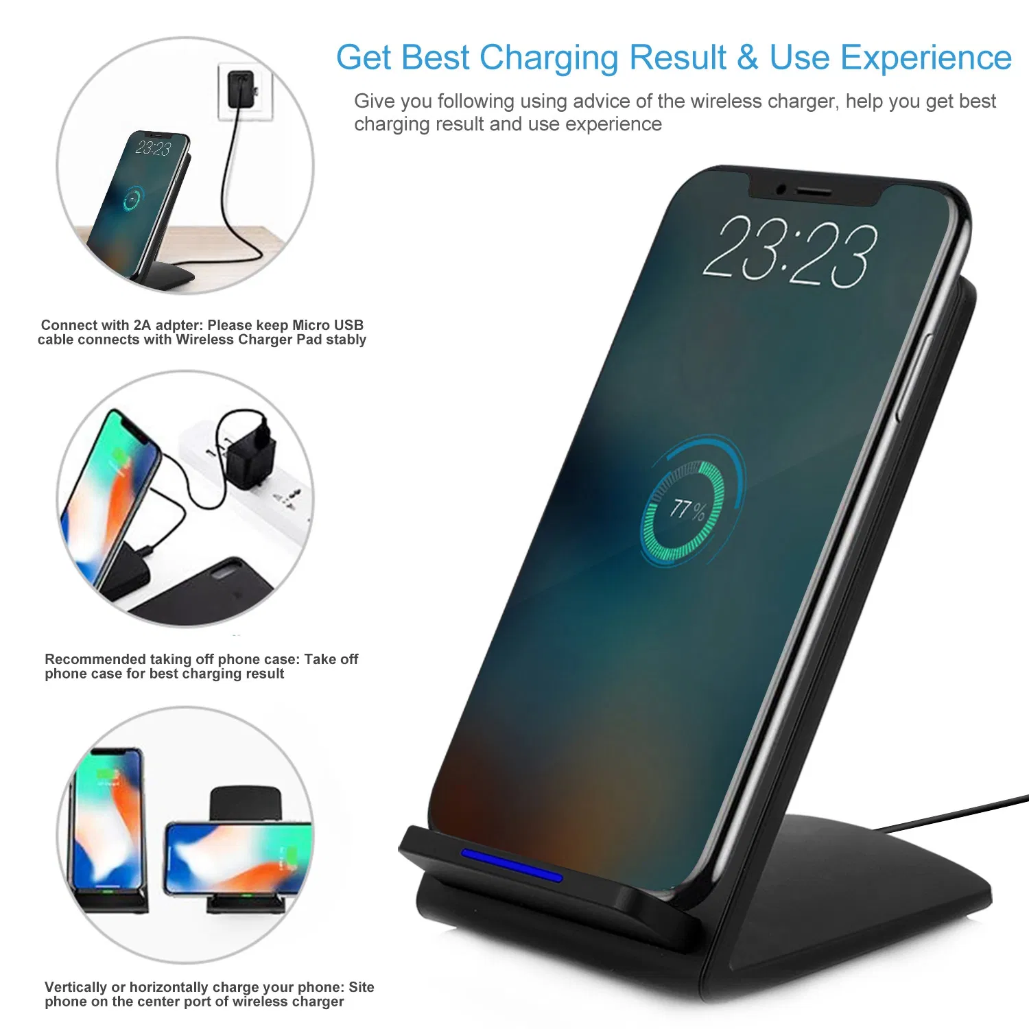 Qi Wireless Charger 10W Fast Charging Pad Stand Dual Coils Compatible with 7.5W 5W for iPhone XS/XS Max/XS/X Galaxy S10 /S9+ /S8 Google Nexus 6 photo 4