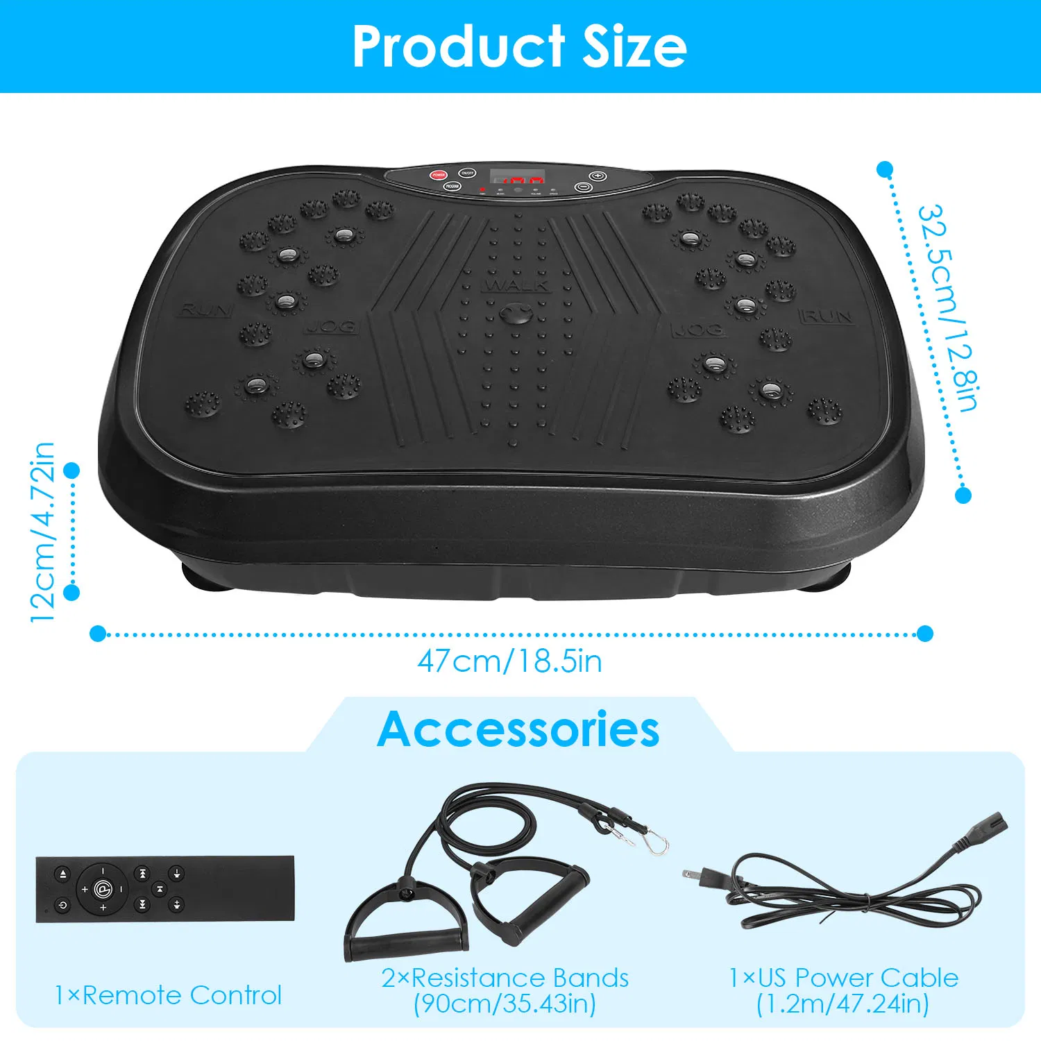 Vibration Exercise Machine Vibrating Plate Platform Whole Body Fitness Vibration Workout Equipment with 120 Speeds 1-20Mins Timer Resistant Bands Remote Control 330LBS Max Load photo 8