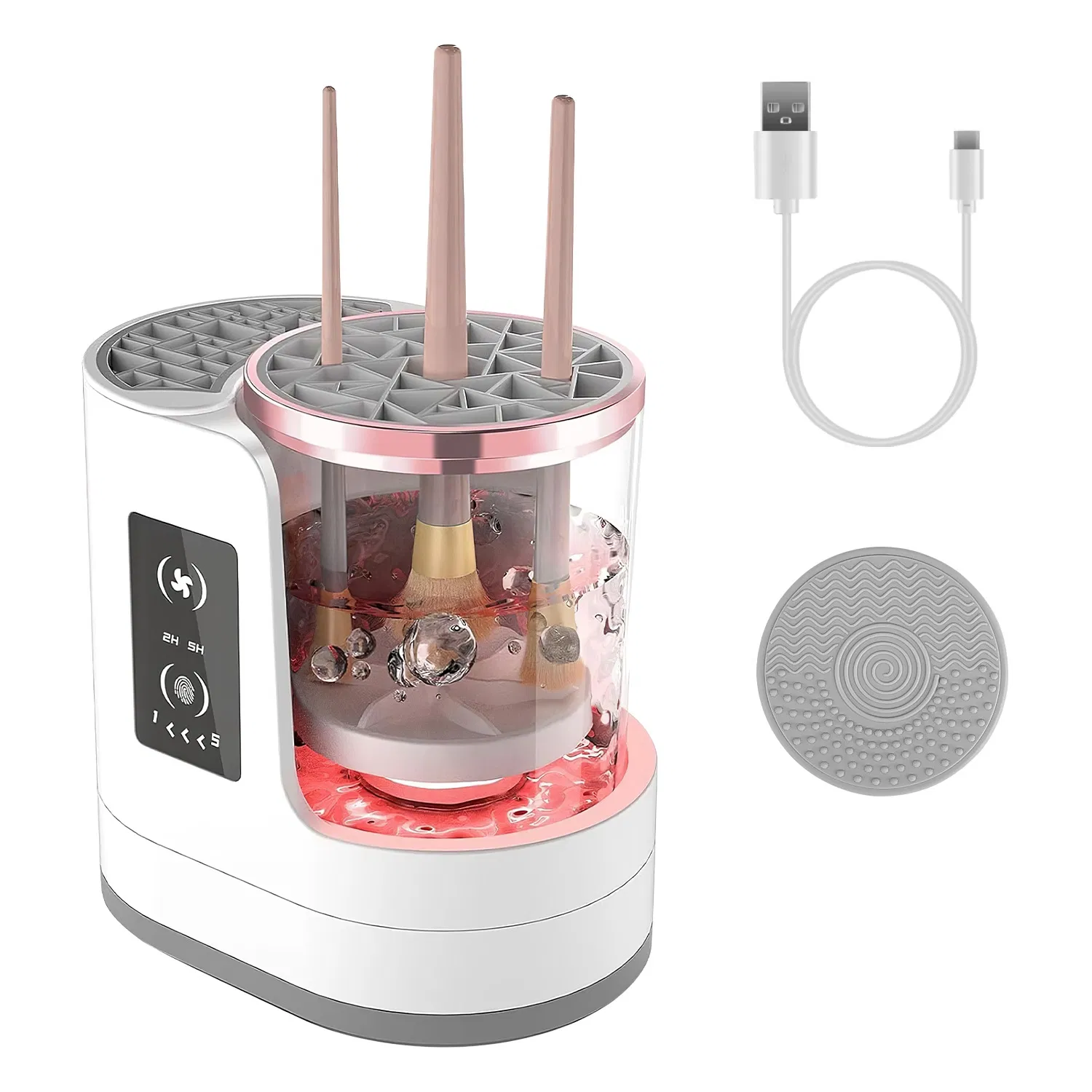 4 In 1 Electric Makeup Brush Cleaner USB Powered Automatic Brush Blender Machine with Timer Digital Display Cleaning Drying UV Disinfection Brush Storage For All Types of Brushes photo 8