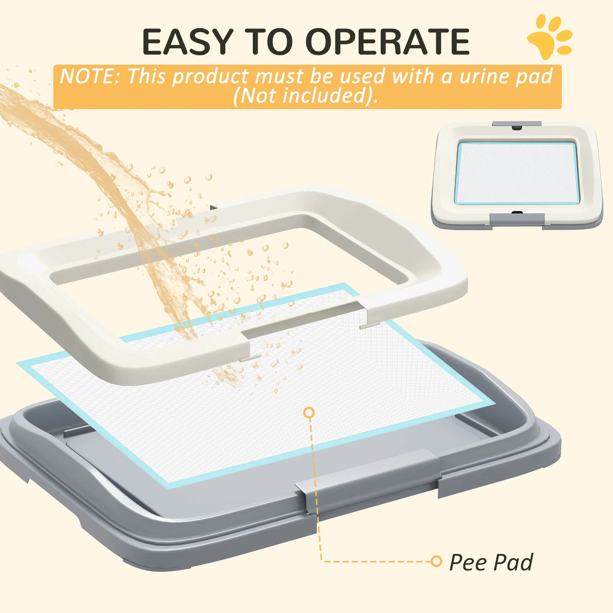 18" x 13" Pee Pad Holder, Dog Potty Tray for Indoor Outdoor, Easy to Clean Dog Training Toilet Pee Pad Tray, Grey photo 6