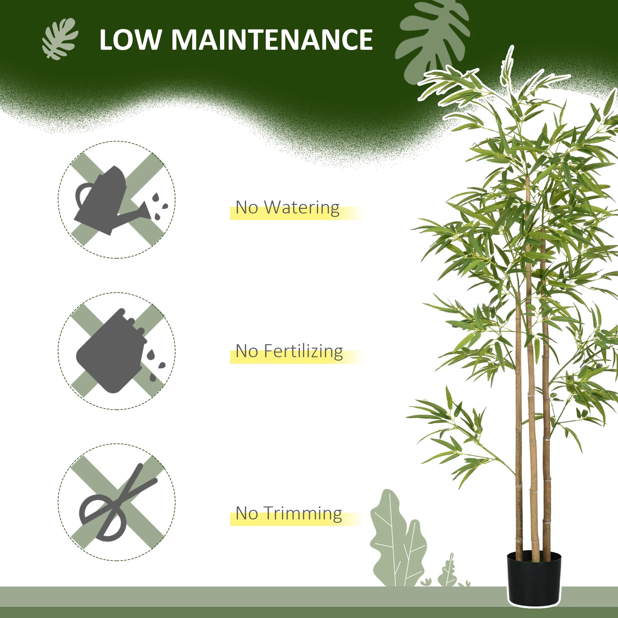 Set of 2 6ft Artificial Tree, Indoor Fake Bamboo with Pot, for Home Office Living Room Decor photo 6