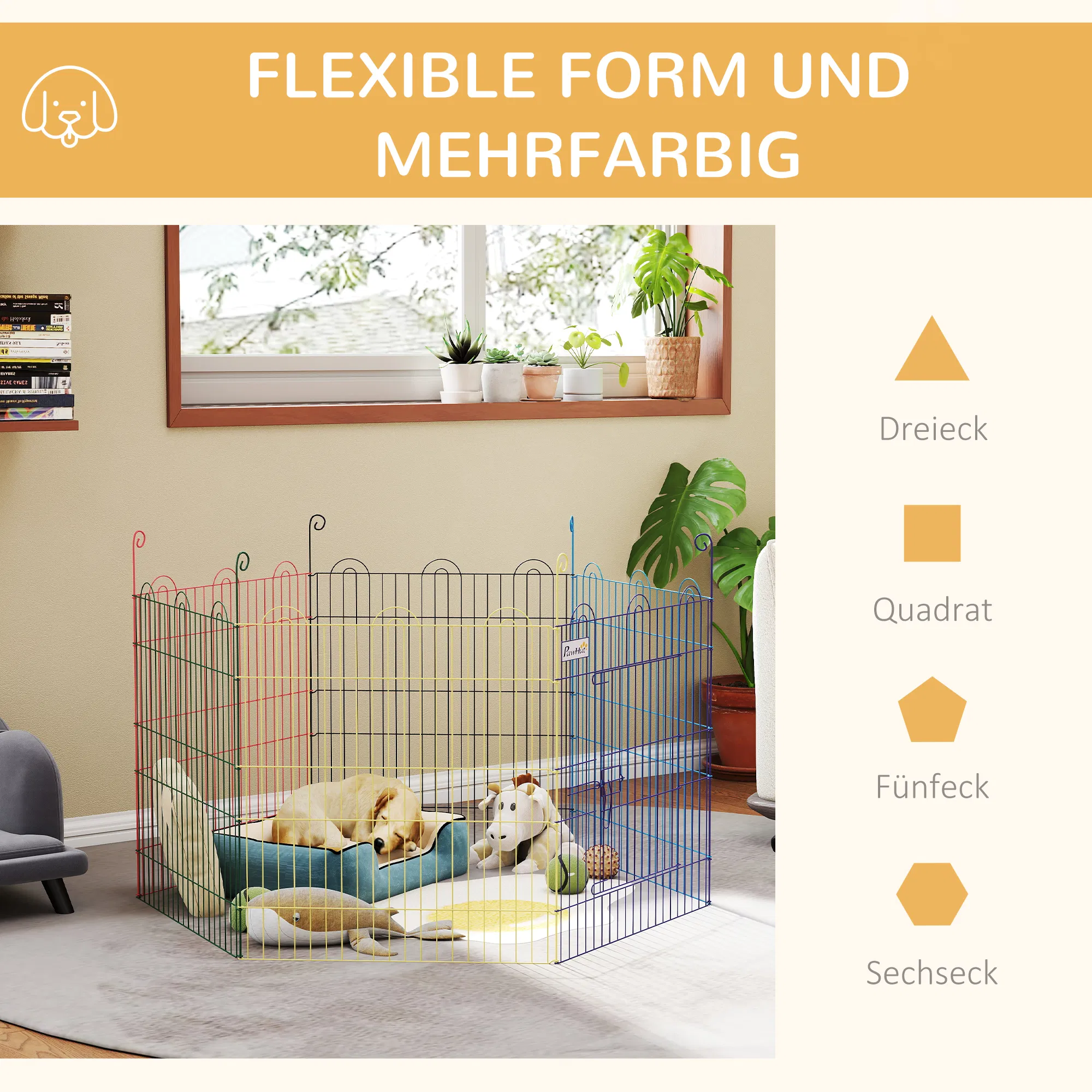 Metal Pet Playpen Portable Hexagon Dog Exercise Fence Multi-colored photo 5
