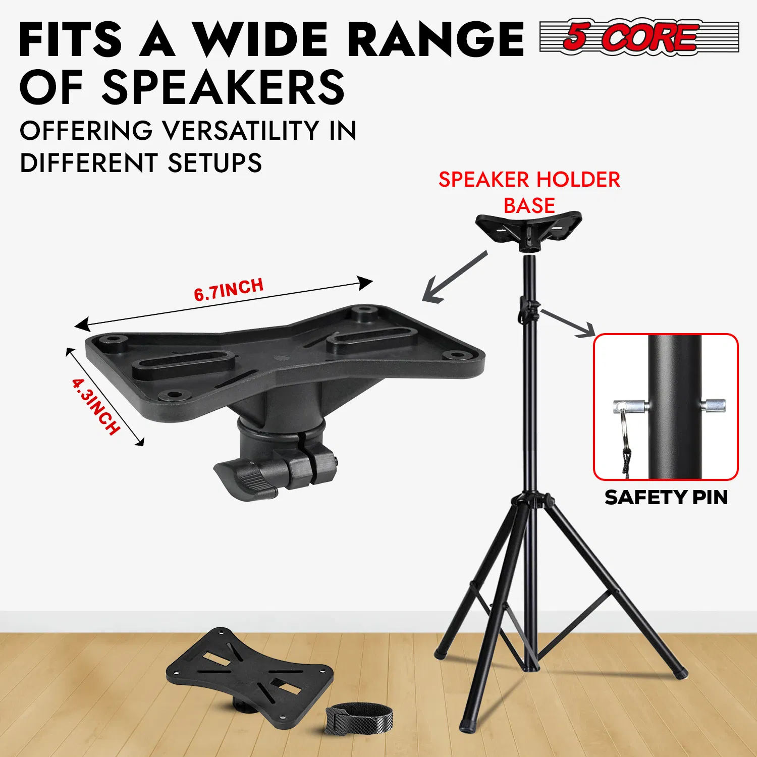 5 Core Speaker Stand Tripod Floor Heavy Duty Adjustable Up to 72 Inch DJ Studio Monitor Stands Pole Mount photo 5