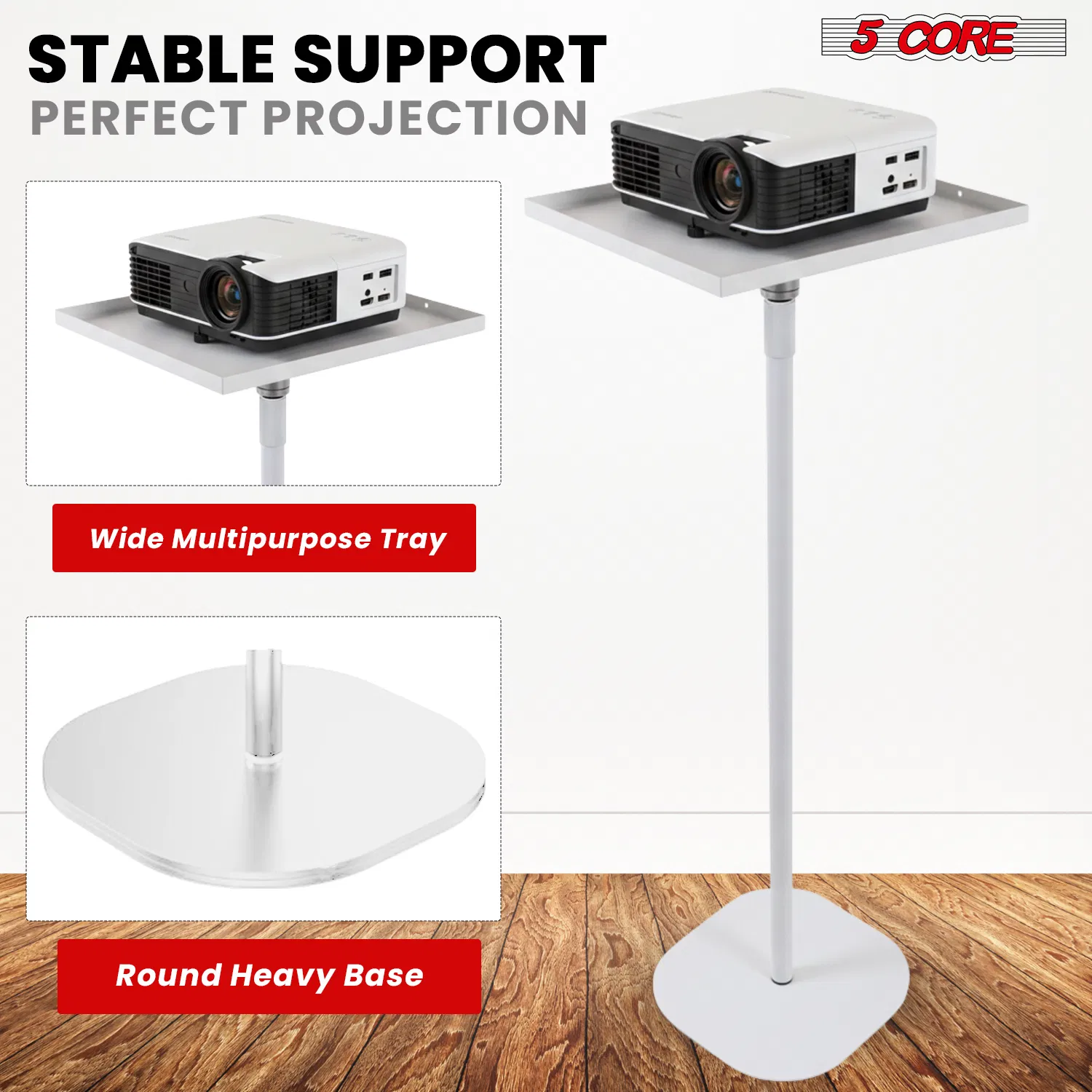 Projector Stand Height adjustable 28"-52" Tall Floor Stands w 3 Mounting Options 360?Rotatable Ball Head Heavy Duty Multipurpose Soporte Para Proyector for Home Office photo 6