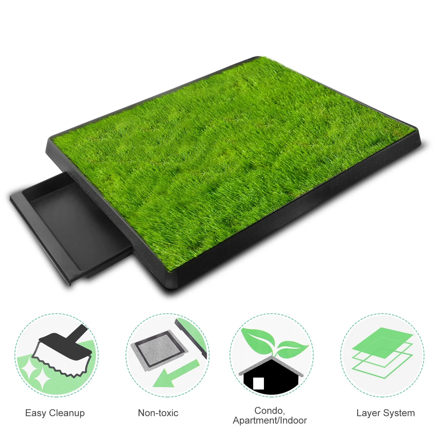 25"×20" Dog Toilet Indoor Puppy Training Pad, Dog Potty Pet Training Grass Mat, Removable Waste Tray for Easier Clean Up, Artificial Turf photo 8