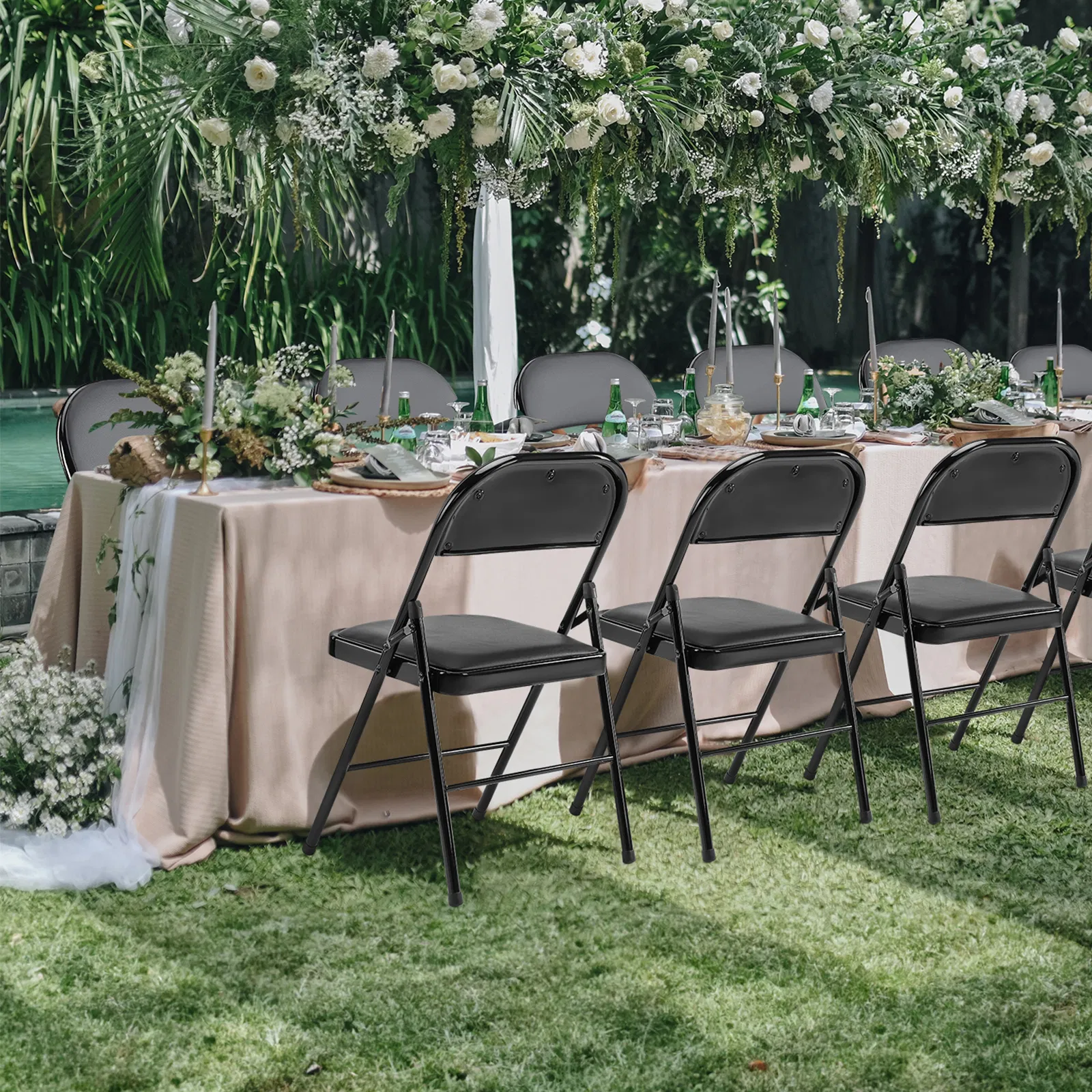 Folding Chair, Leather Padded Folding Chairs, Easy to Use and Store, Outdoor and Indoor, for Home, Office, Party, Comfy photo 4