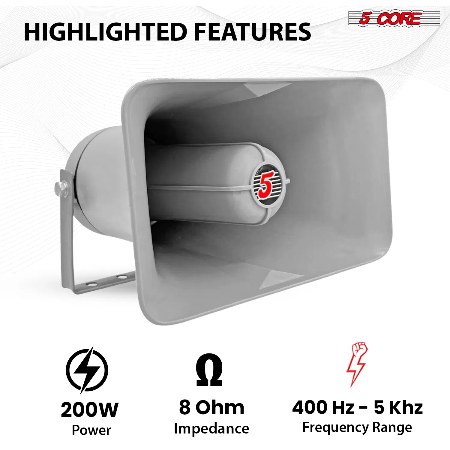 5 Core PA Horn 10/13/16" Loud Speaker Indoor Outdoor Bull Horn All Weather photo 8