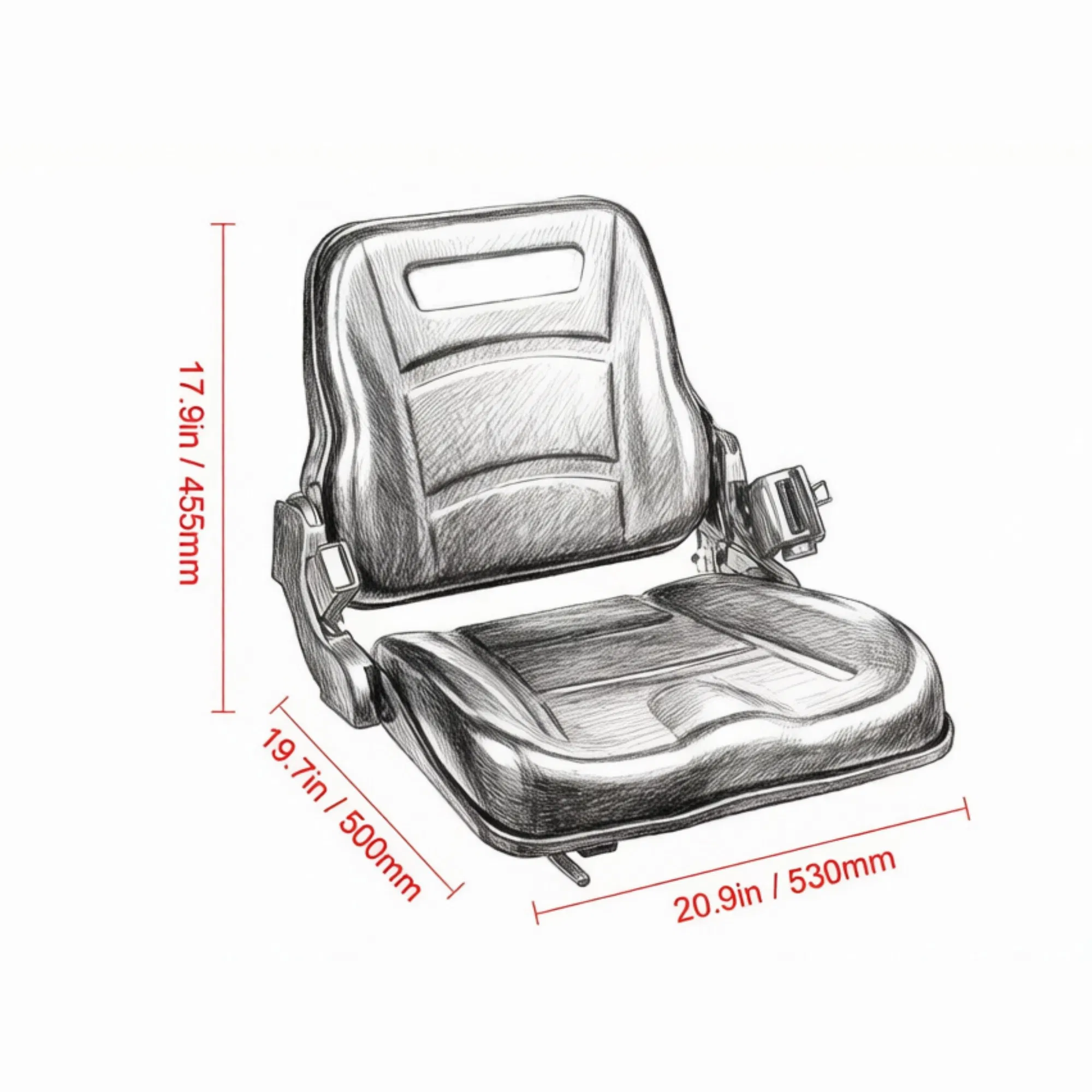 Universal Forklift & Tractor Seat, Adjustable Back with Micro Switch, 6.3-13.4" Slot for Loader & Excavator photo 6
