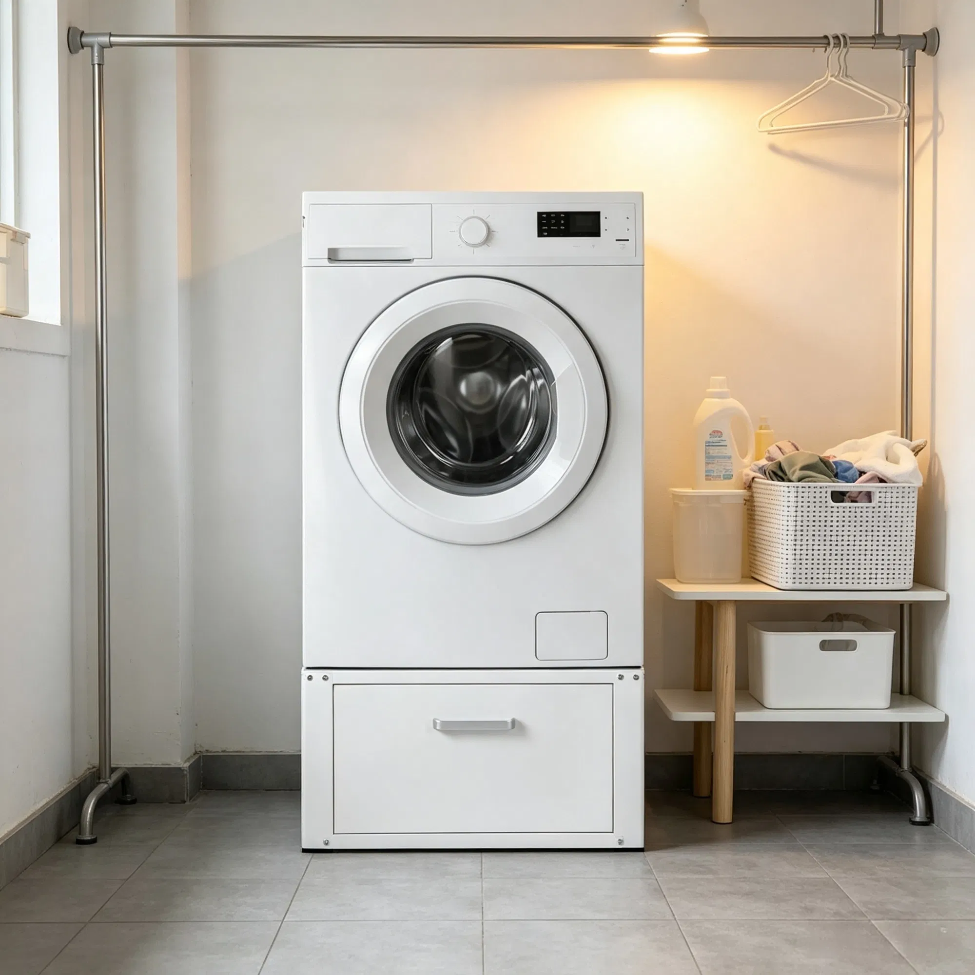 27" Wide Laundry Pedestal for Washer & Dryer, 14.4" Height 660 lbs Capacity Base Stand, Heavy Duty Universal Fit Platform with Drawer & Rich Accessories photo 2