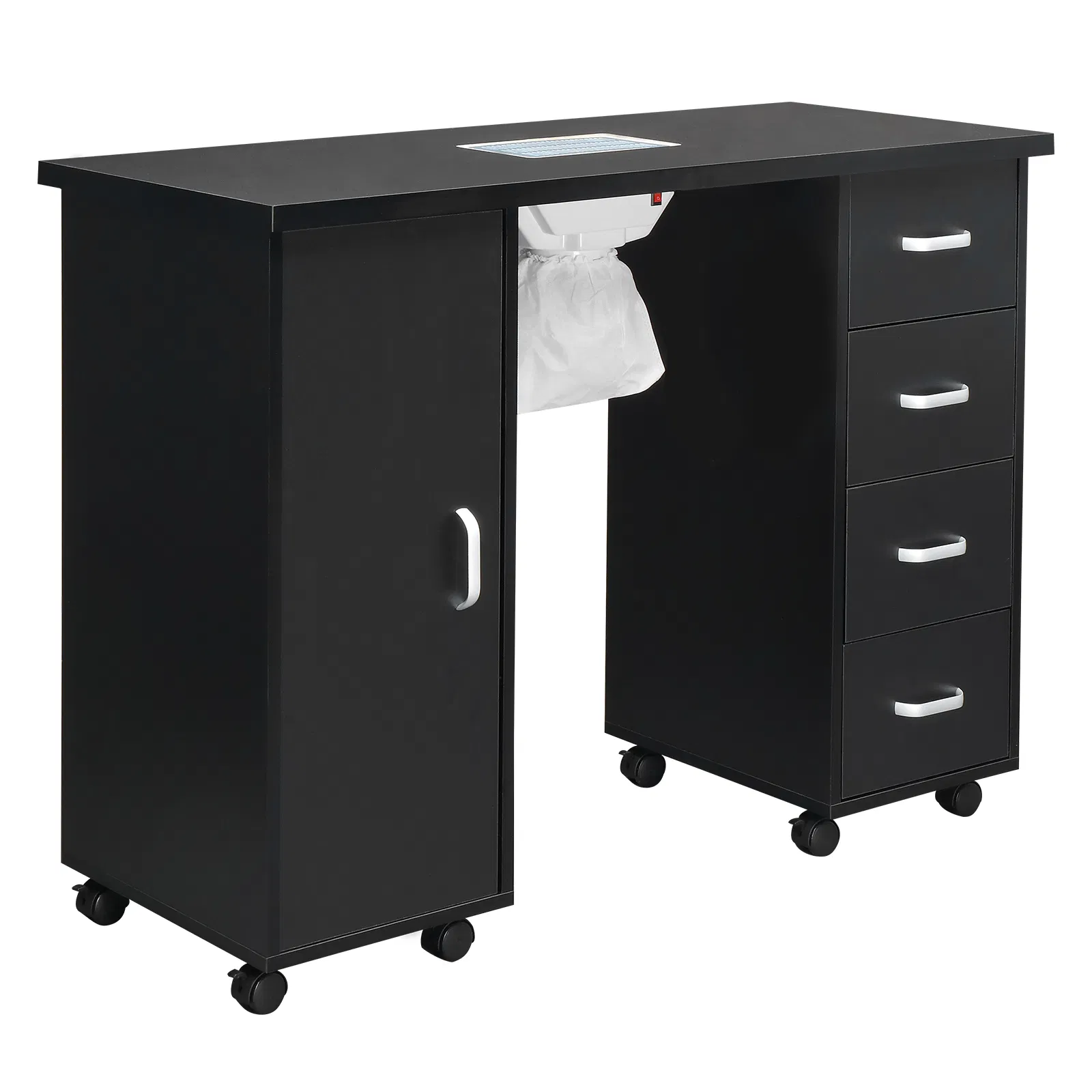 MDF Single Door 4 Drawers With Fan Black Nail Table photo 4