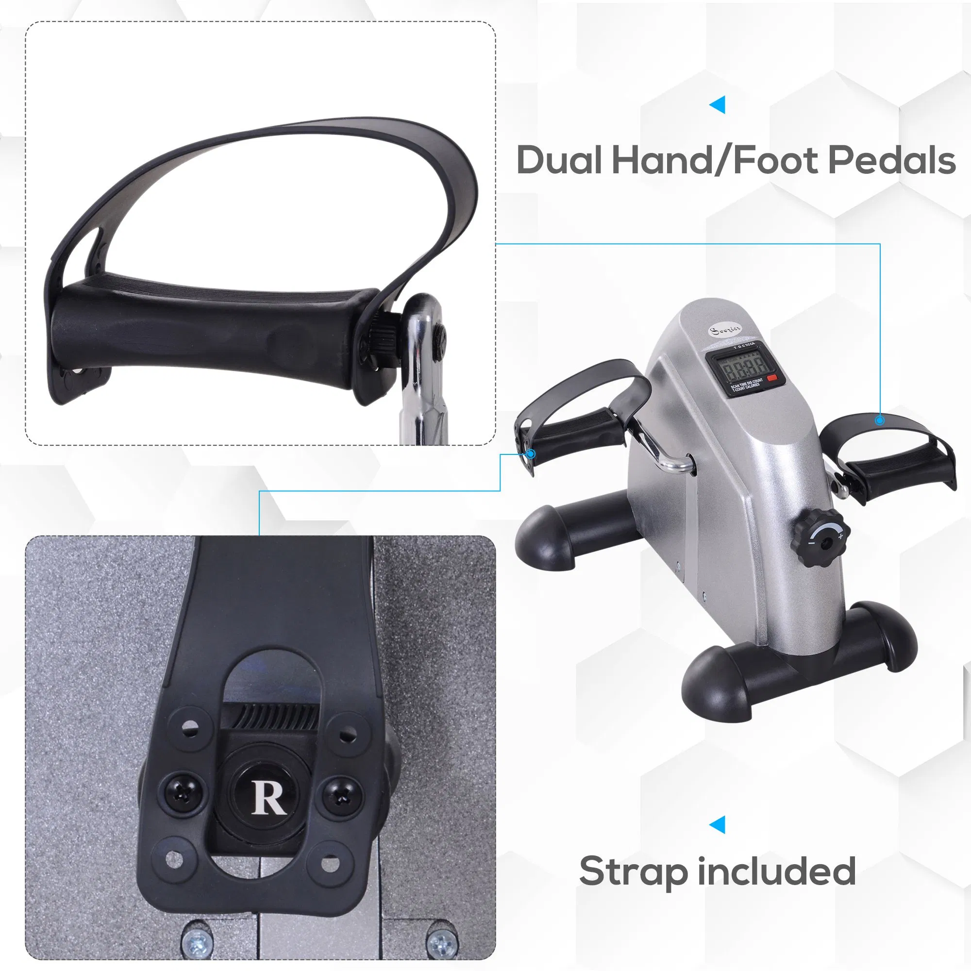 Portable Mini Pedal Exercise Bike Indoor Cycle Fitness Arm Leg w/ LCD Display, Silver photo 3