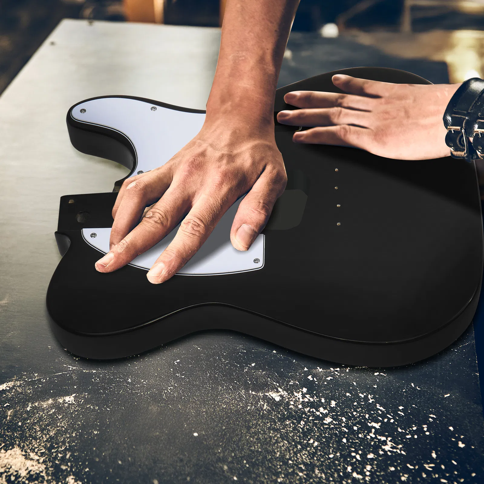 DIY 6 String TL Style Electric Guitar Kits with Mahogany Body, Maple Neck and Accessories Black photo 3