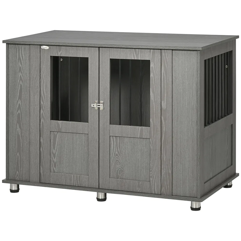 Dog Crate Furniture with Lockable Magnetic Door, Adjustable feet for Extra Large, Medium & Small Dogs, Indoor Use, Grey photo 7