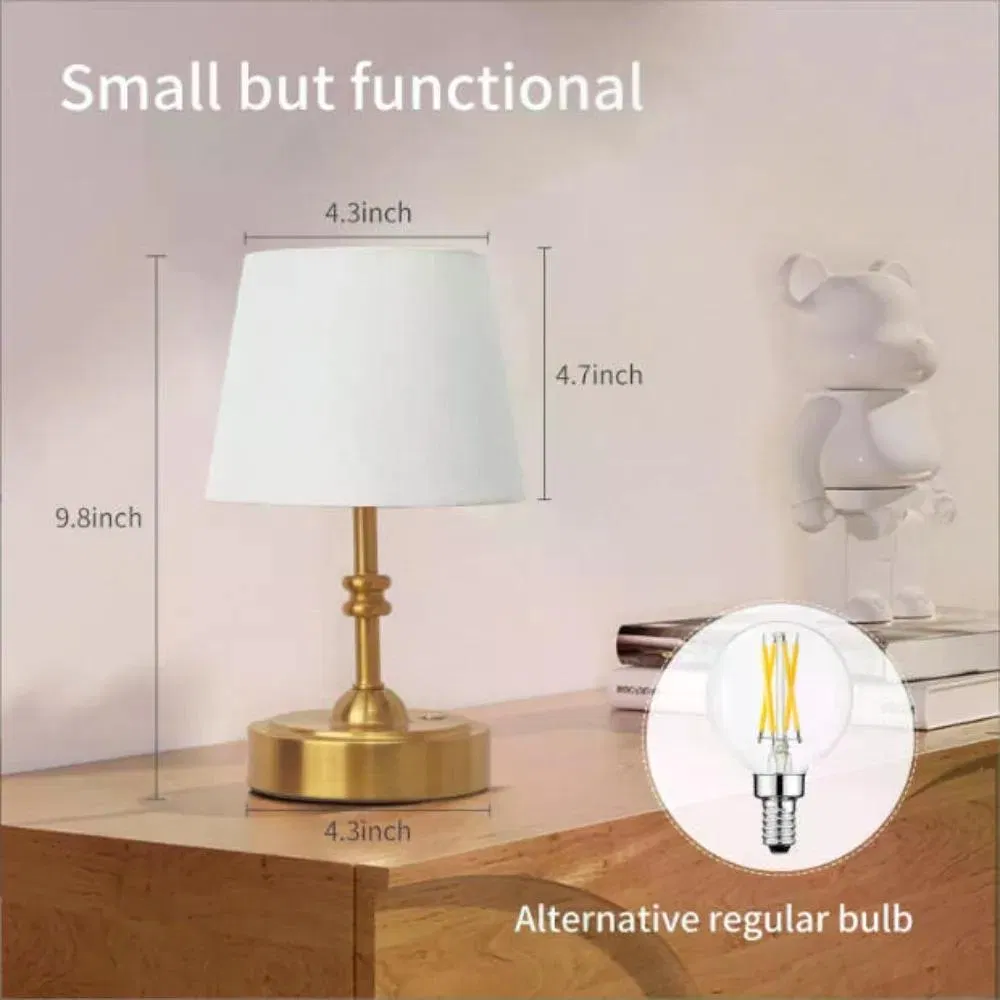 Cordless Touch Dimmable Table Lamp, Fabric Shade Portable Rechargeable LED Bedside Night Lamp, Warm Ambient Light for Bedroom Restaurant Home Decor photo 2