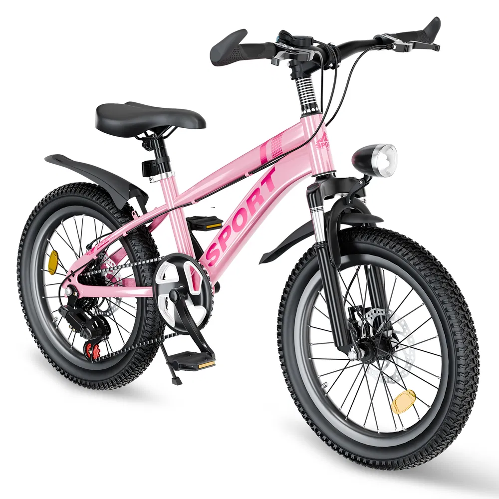 24 Inch Kids Mountain Bike for Boys & Girls Ages 7-12 – 7-Speed Gears, Dual Disc Brakes, Shock Absorber Front Fork, LED Light – Silver & Pink -Does not support self pick up photo 7