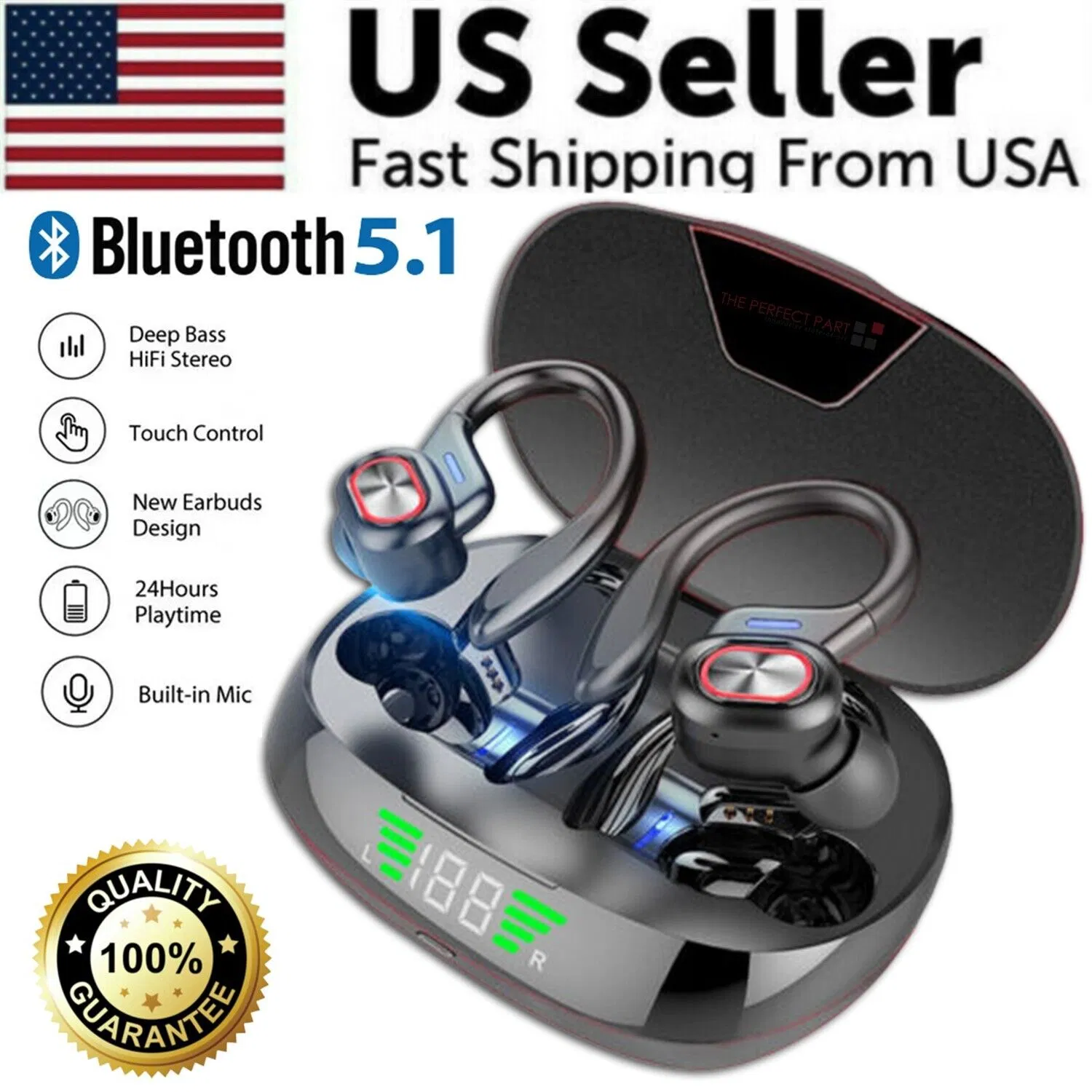 Bluetooth Headset 5.1 True Wireless Earphones Earbuds Headphones HiFi Sport TWS photo 1