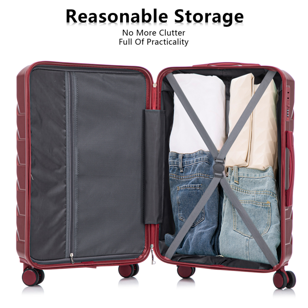 3 in 1 ABS&PC Trolley Box 20in 24in 28in Trolley Box Iron Tie Rod ABSPC Alloy Wine Red photo 6