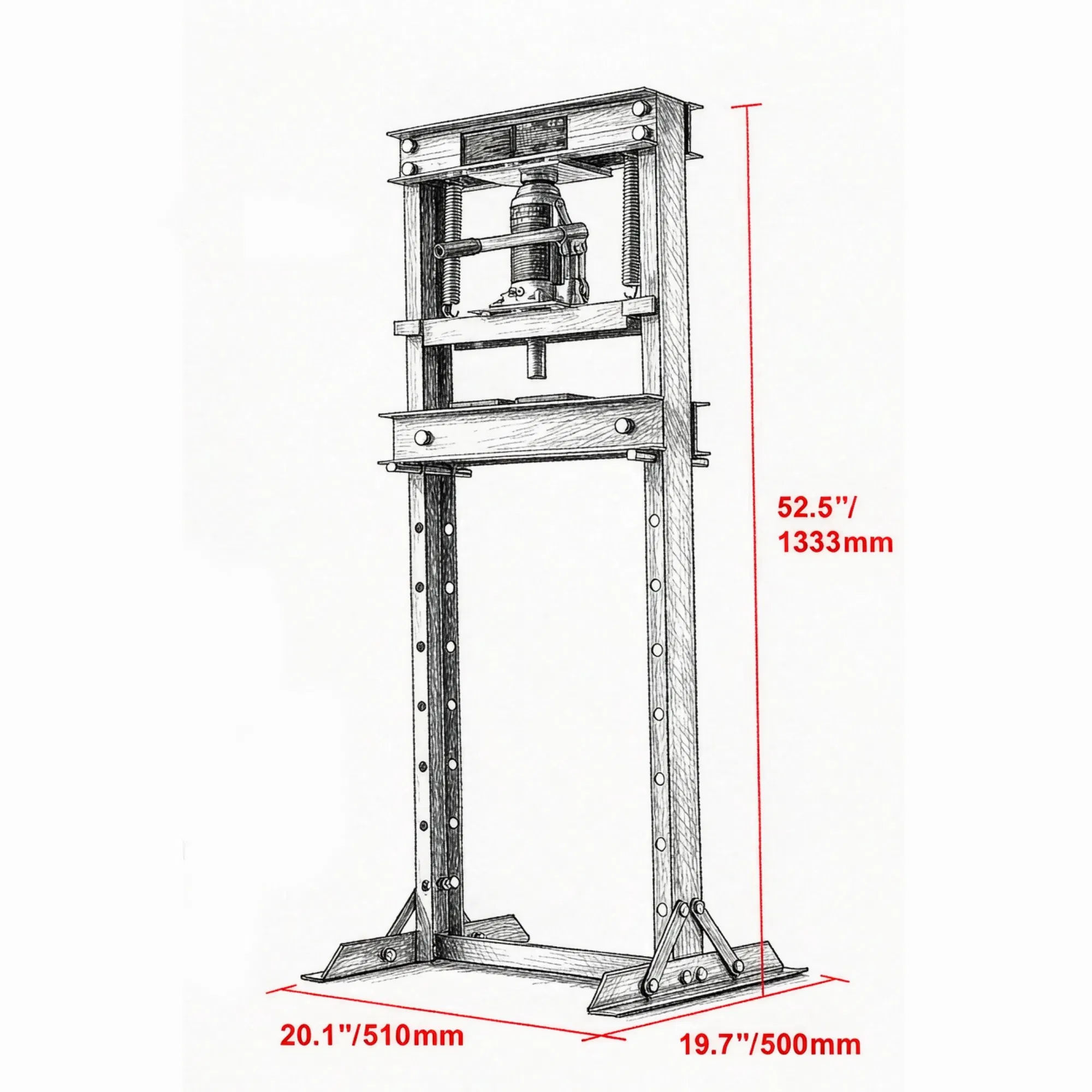 12 Ton H-Frame Hydraulic Shop Press, Adjustable Floor Press with Plates for Garage & Workshop photo 4