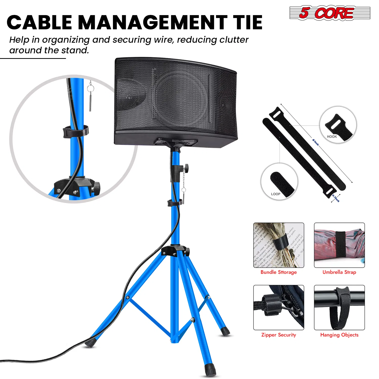 5 Core Speaker Stand Pair Adjustable 31 to 54" PA DJ Tripod Stands Heavy Duty w 35mm Add 132 Lbs photo 5
