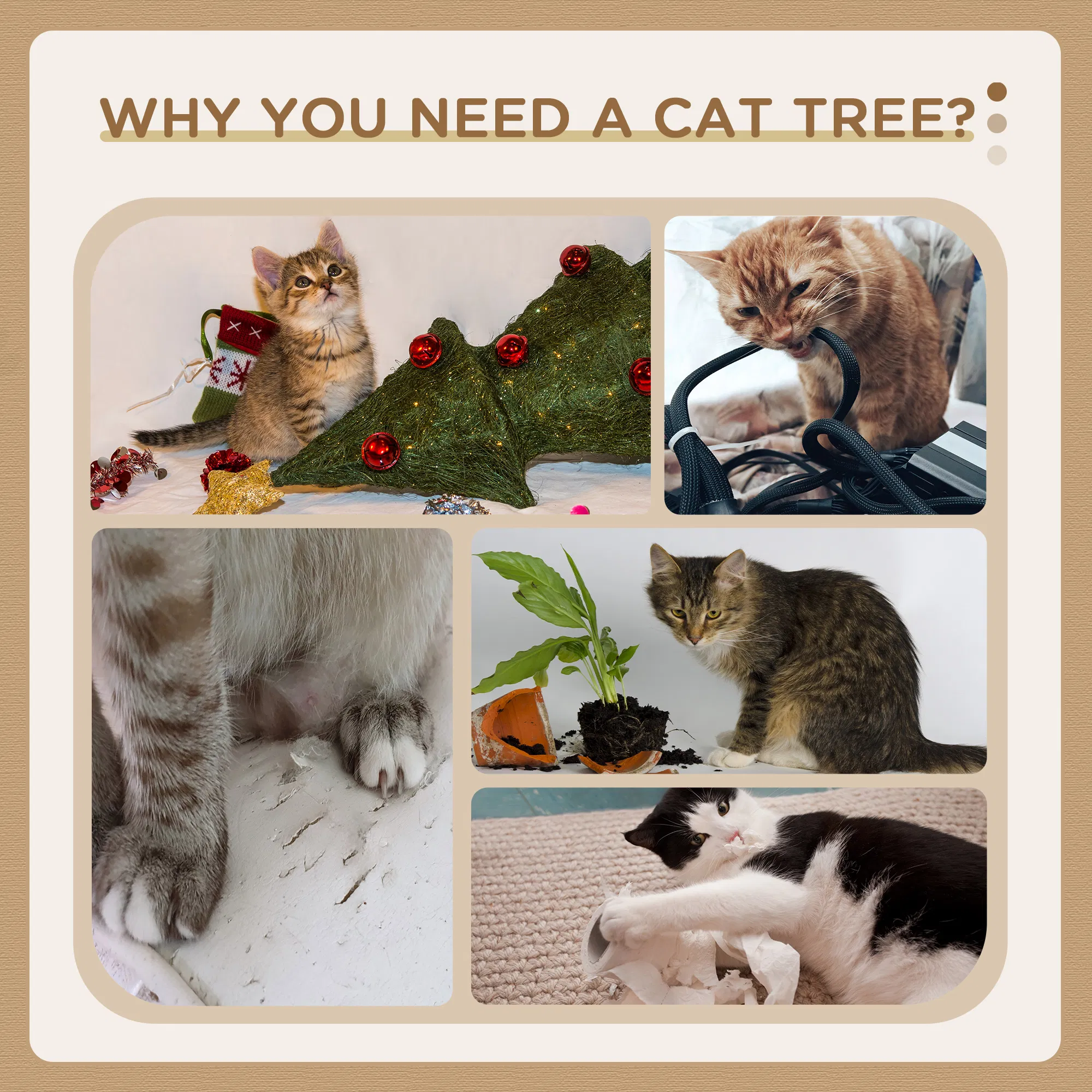 79" Cat Tree Multi-Level with Two Condos, Kitty Tower with Scratching Posts, Two Hammocks, Perches, Interactive Toys, Dark Gray photo 2