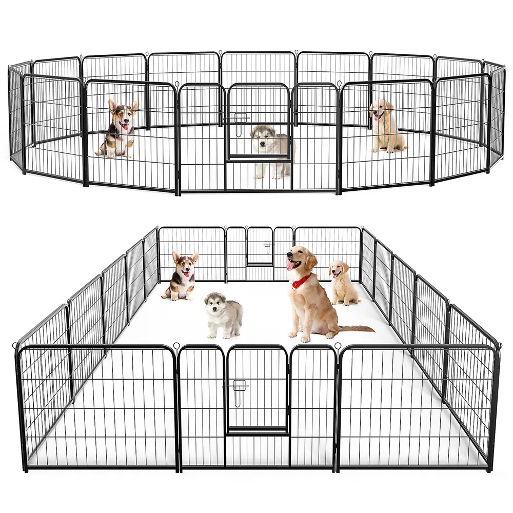 Dog Playpen Indoor Fence Height Metal Exercise Pen with Door Small Puppy/Medium/Large Dogs Animal Pet for Outdoor, Garden, Yard photo 8