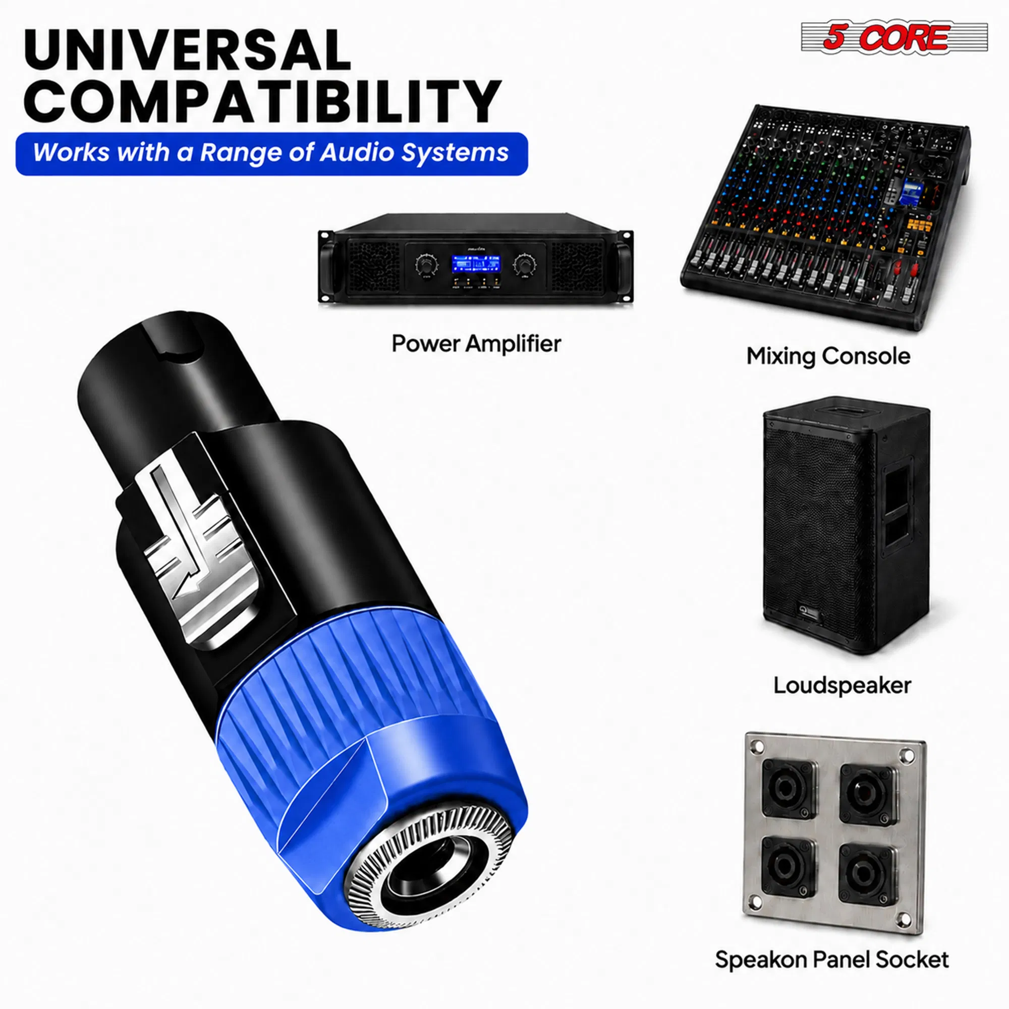 5 Core Speakon Adapter High Quality Audio Jack Male Audio Pin Speaker Adapter Connector photo 2