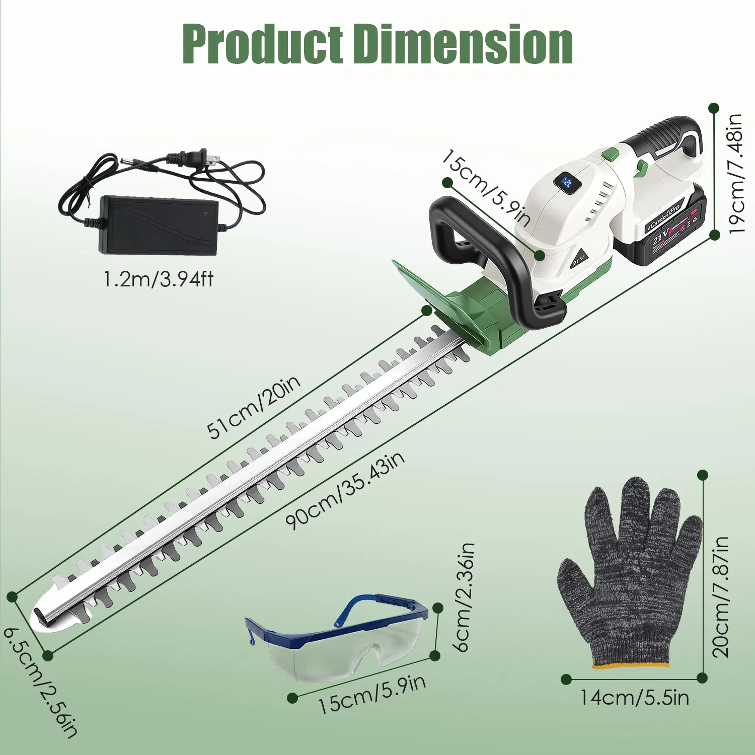Professional Cordless Hedge Trimmer, ±90° Adjustable Handle & 0.6 Inch Cutting Capacity, 2600mAh Rechargeable Trimmer for Bushes Shrubs Trimming photo 6