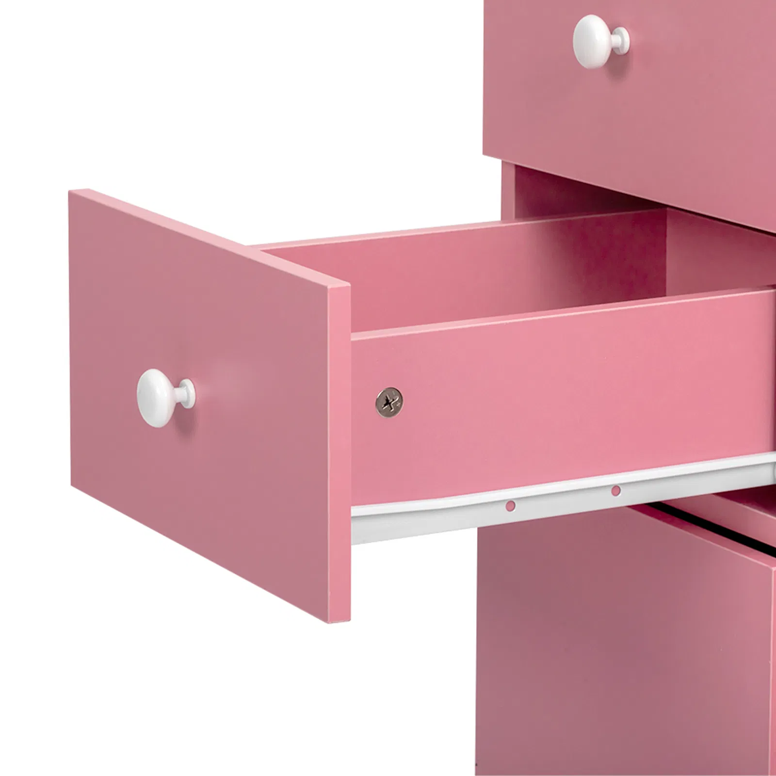 Nail Desk Folding Table, Pink MDF Manicure Station w/ 2 Drawers & 1 Door Cabinet for Nail Art Salon Home Beauty photo 7
