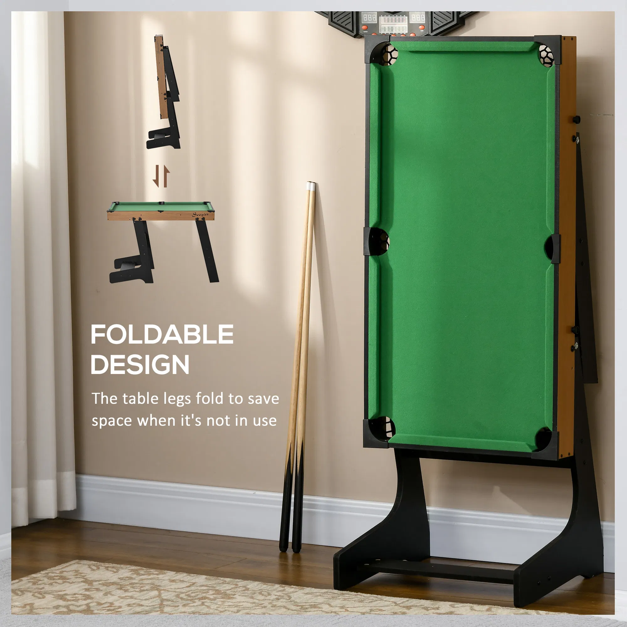38" Mini Pool Table Set Tabletop Billiards Game with Easy Folding for Storage, with Balls, Cues, Chalk, Brush photo 3