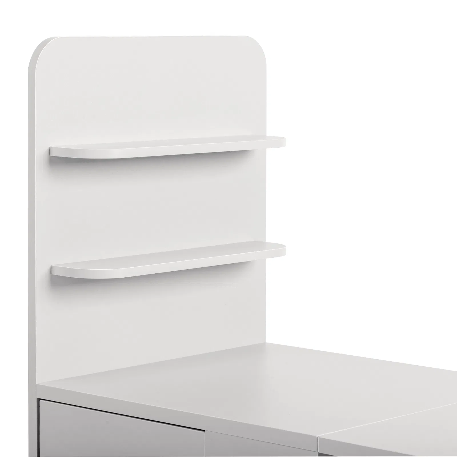 White MDF Folding Nail Desk with 2 Drawers, Cabinet Door & Storage Shelf photo 6