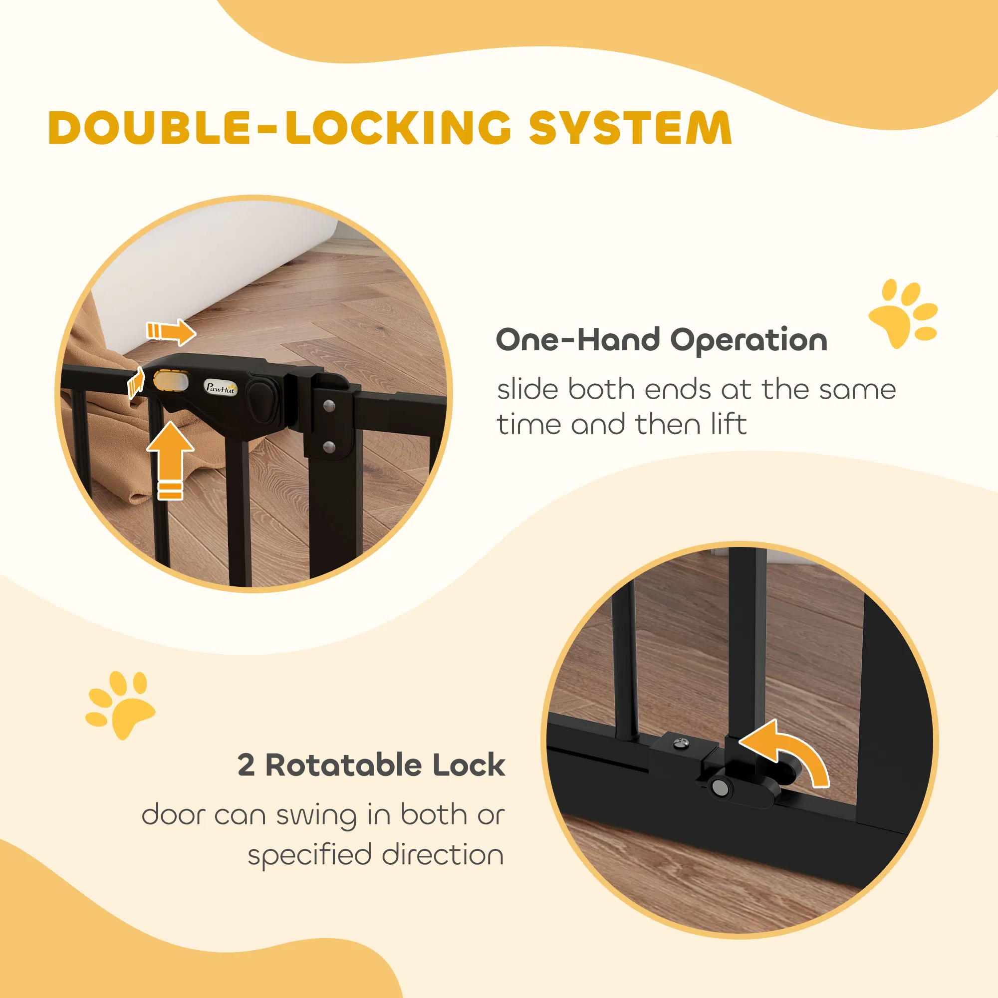 Pet Gate with Door Dog Gate and Barrier Indoor for Stairs Includes 7", 8", 12" Extensions Kit, 30 Inch Tall Pressure-Mounted Safety Gate, Black photo 5