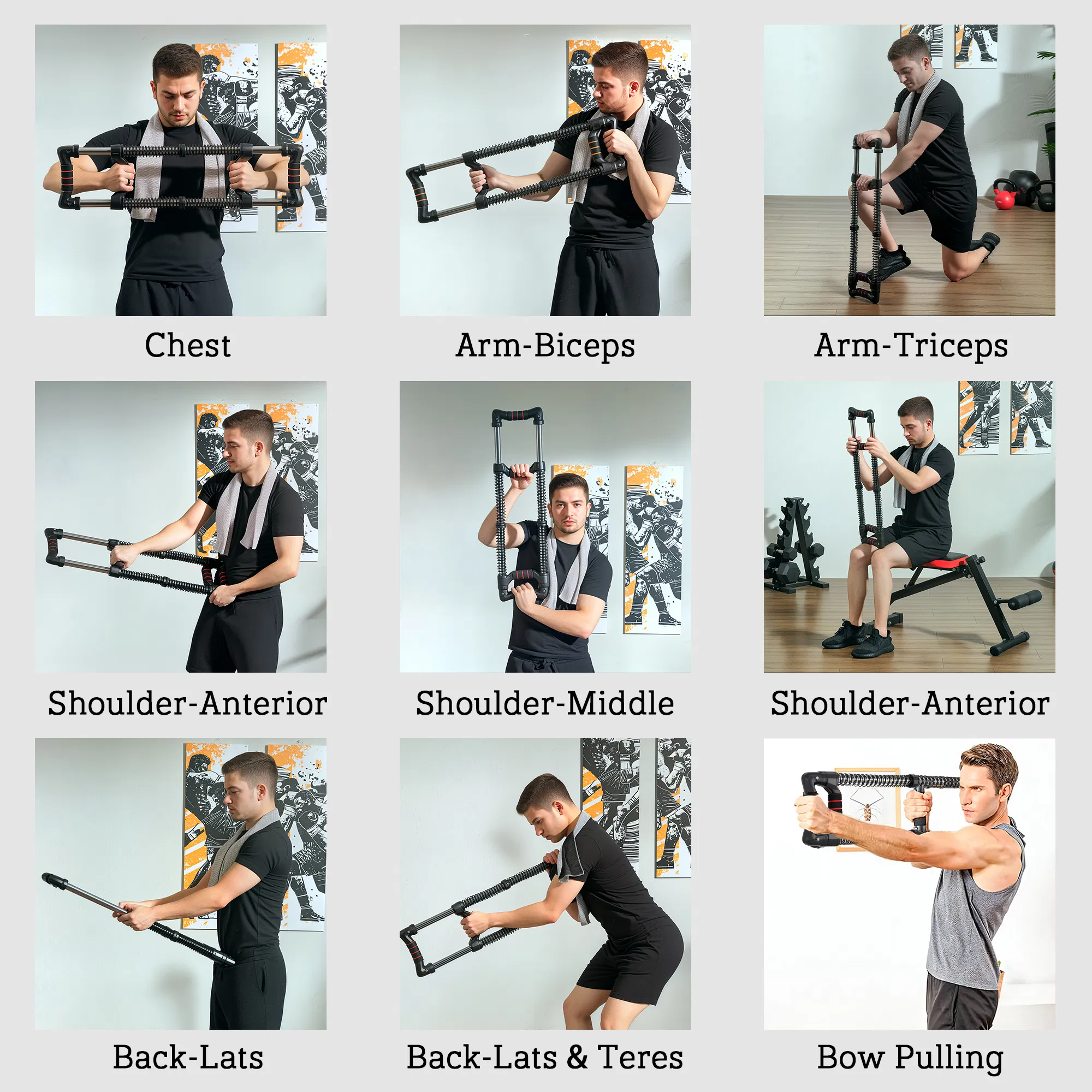 Chest Expander, Spring Chest Exerciser with 22-110 lbs Resistance for Men and Women Home Gym, Office or Travel photo 2