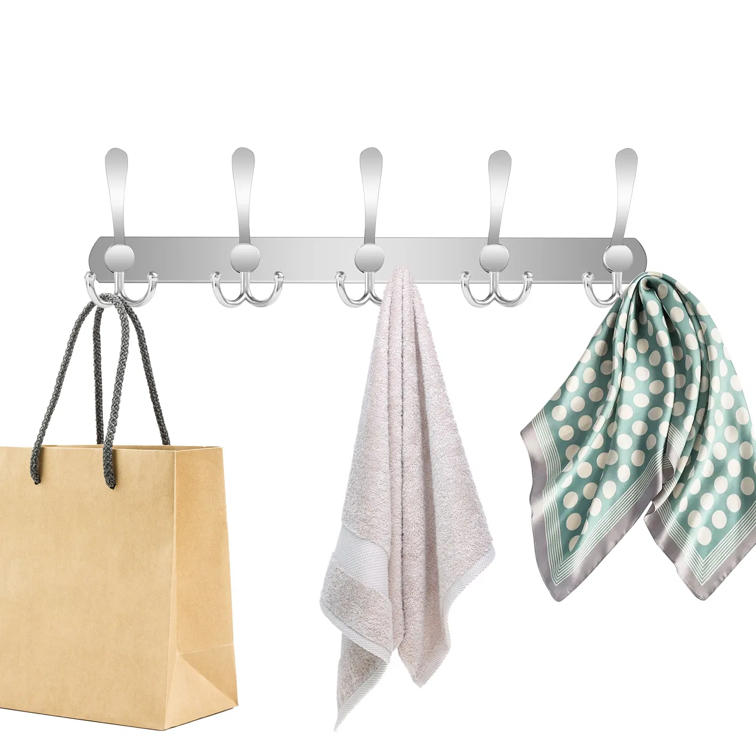 Wall Mount Coat Hook 15 Hooks Stainless Steel Clothes Hangers Rack Robe Hat Towels Hook Coat Rack Hook photo 7